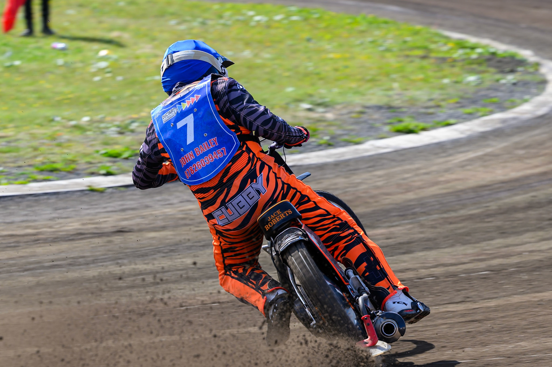 Jack Roberts of Buxton Bulls in action during the WSRA National Development League match between Buxton Bulls and Edinburgh Monarchs Academy at Hi-Edge Speedway, Buxton on Sunday 14th June 2026. (Photo: Ian Charles | MI News)