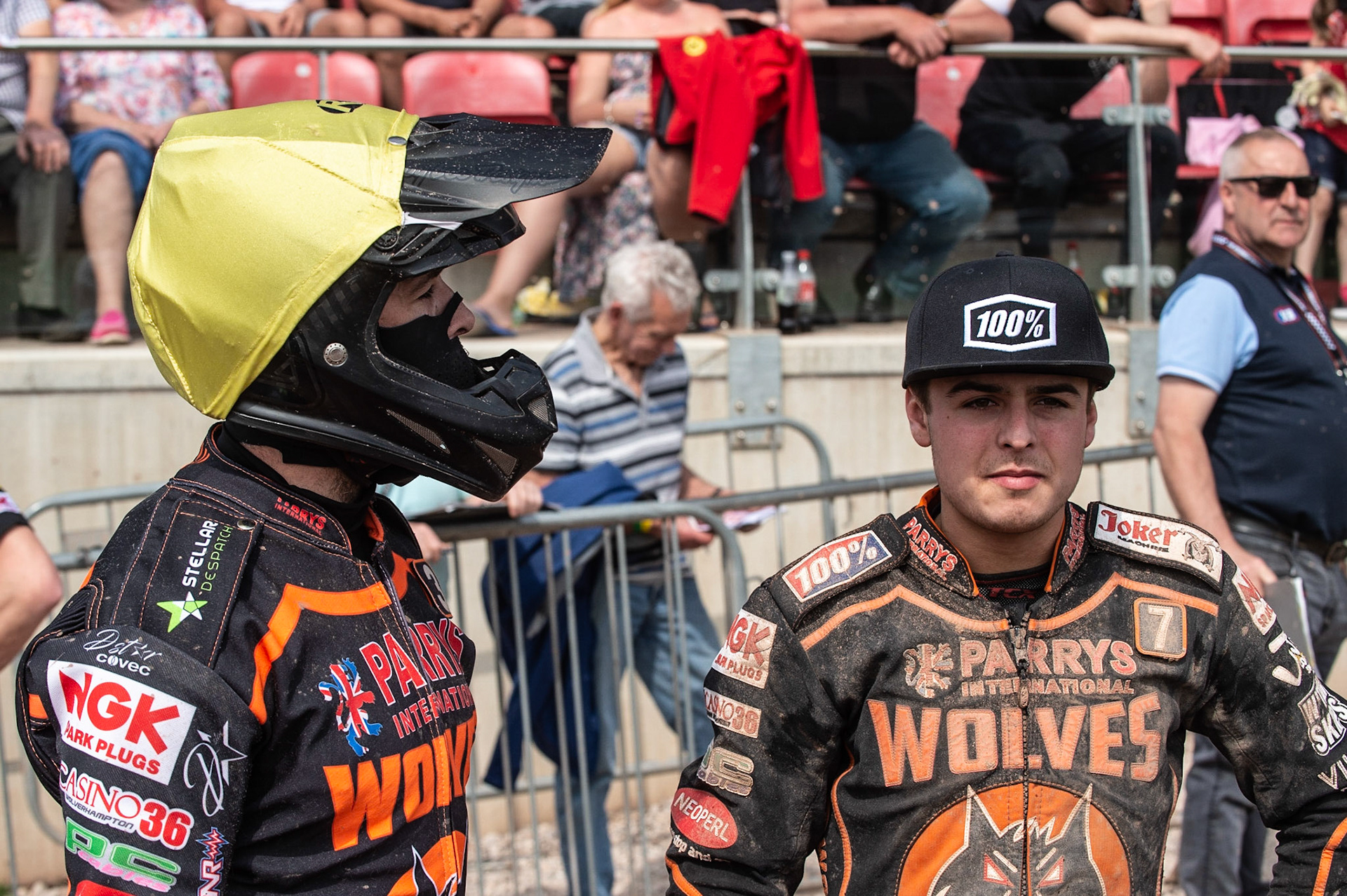 Photo by Ian Charles:

Scott Nicholls  (left) with Luke Becker 

Belle Vue Aces v Wolverhampton Wolves, National Speedway Stadium, Manchester, Monday, 22, April, 2019