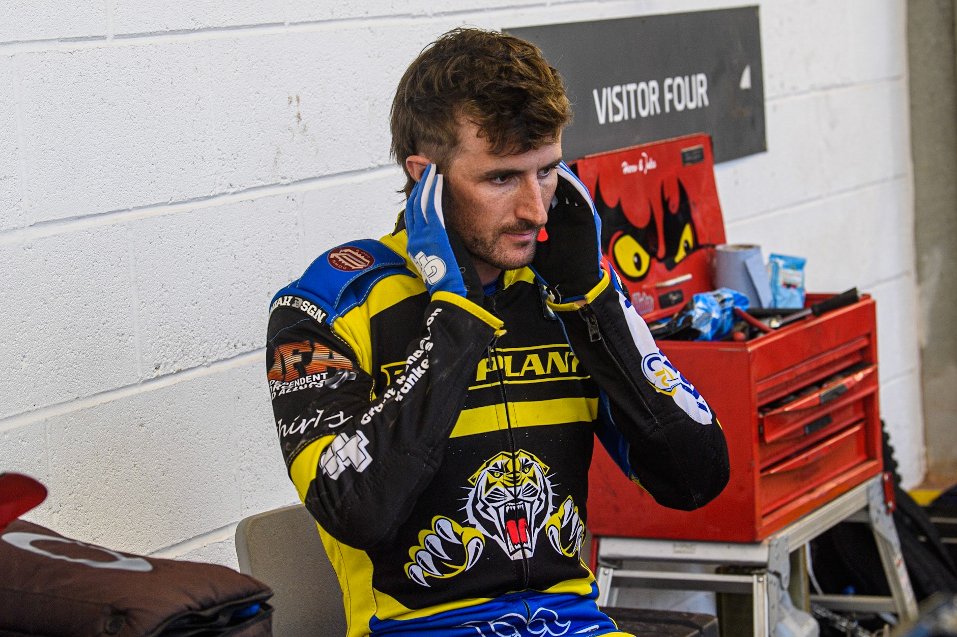 Adam Ellis - Sheffield TruPlant Tigers during the Sports Insure Premiership match between Belle Vue Aces and Sheffield Tigers at the National Speedway Stadium, Manchester on Monday 7th August 2023. (Photo: Ian Charles | MI News)