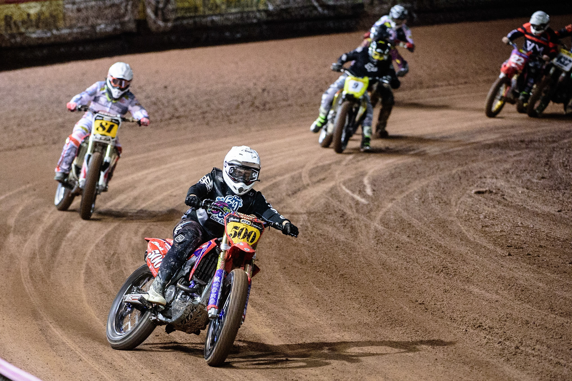 MANCHESTER, UK. OCT 30TH   Rob Mear (500) leads the first Flat Track heat during the Manchester Masters Sidecar Speedway and Flat Track Racing at the National Speedway Stadium, Manchester on Saturday 30th October 2021. (Credit: Ian Charles | MI News)