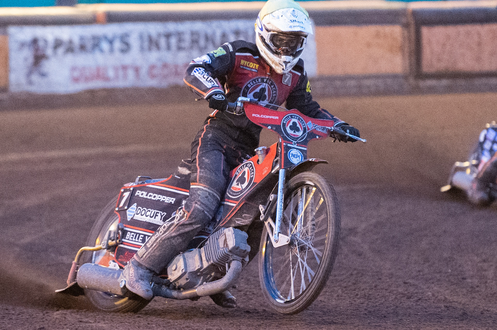 Photo by Ian Charles:

Jaimon Lidsey  (Yellow) picks up some drive 

Wolverhampton Wolves v Belle Vue Aces, British Speedway Premiership 22 April 2019
