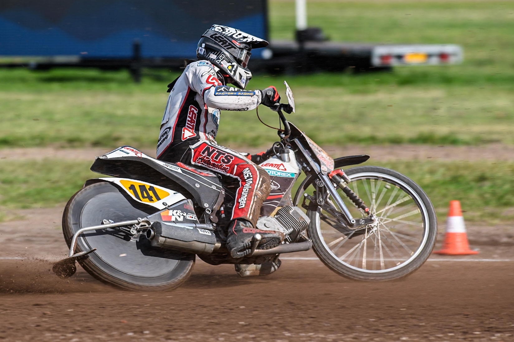Andrew Appleton (141) of Great Britain in action during the FIM Long Track World Championship Final 5 at the Speed Centre Roden, Roden, Netherlands on Sunday 22nd September 2024. (Photo: Ian Charles | MI News)