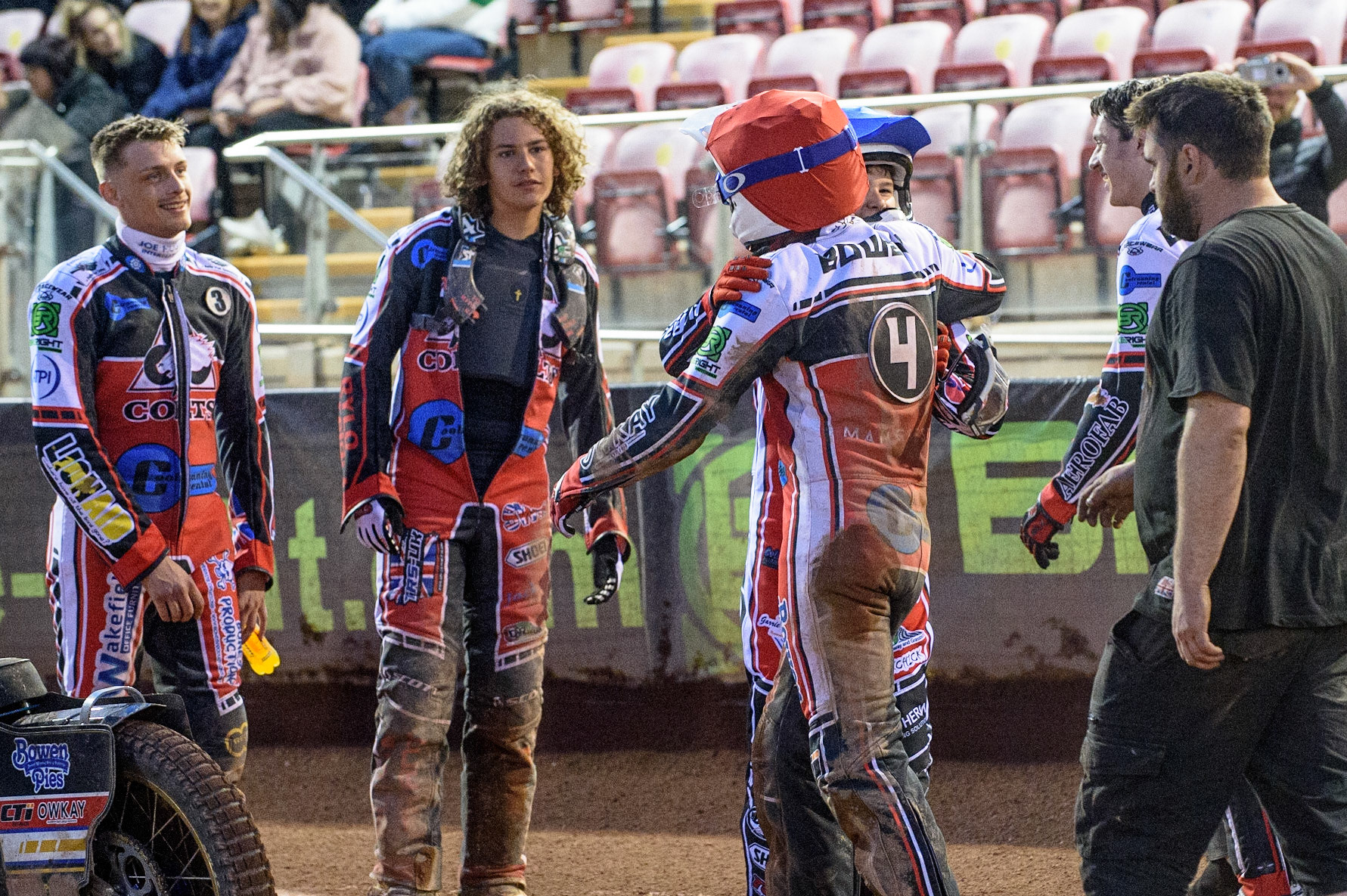 MANCHESTER, UK. JULY 29TH  Celebrations for the Colts  during the National Development League match between Belle Vue Colts and Leicester Lion Cubs at the National Speedway Stadium, Manchester on Thursday 29th July 2021. (Credit: Ian Charles | MI News)