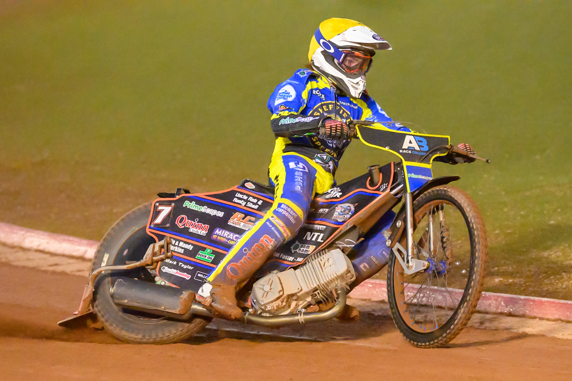 Luke Killeen of Sheffield Tigers  in action during the Knockout Cup, Northern Section match between Belle Vue Aces and Sheffield Tigers at the National Speedway Stadium, Manchester on Monday 30th March 2026. (Photo: Ian Charles | MI News)