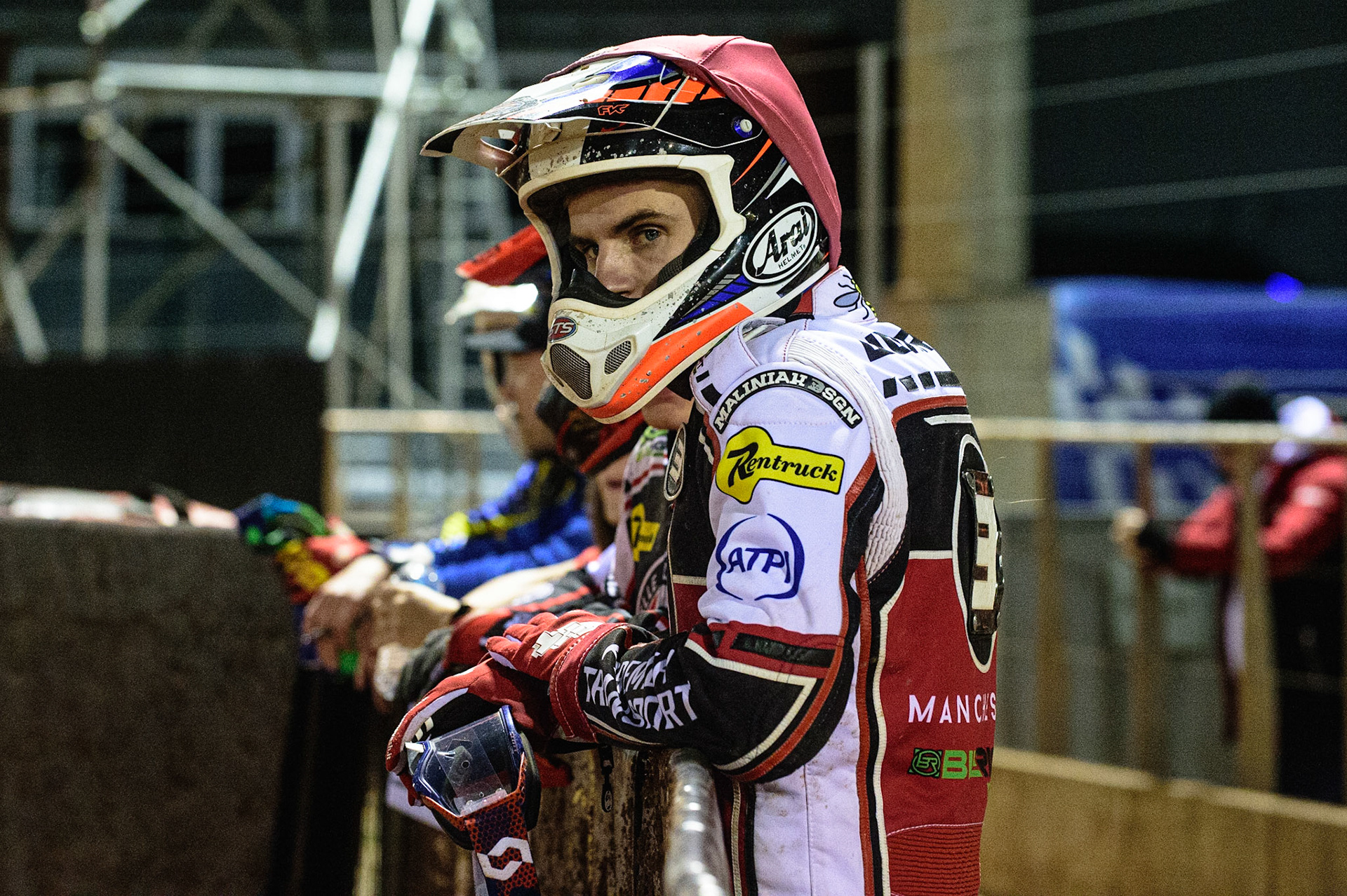 MANCHESTER, UK. OCT 7TH  Steve Worrall   watches the track prep during the SGB Premiership Play off Semi-Final Second Leg between Belle Vue Aces and Sheffield Tigers at the National Speedway Stadium, Manchester on Thursday 7th October 2021. (Credit: Ian Charles | MI News)