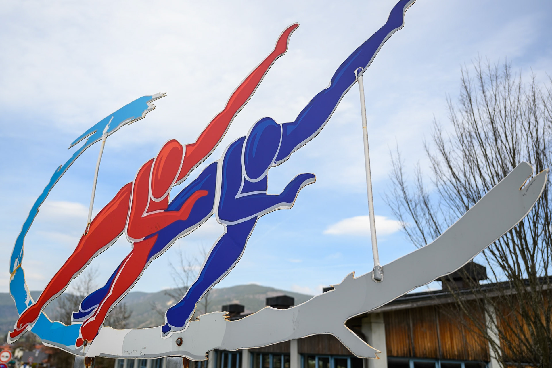 The Speed Skating logo at the entrance during the Ice Speedway Gladiators World Championship Final 1 at Max-Aicher-Arena, Inzell on Saturday 14th March 2026. (Photo: Ian Charles | MI News)
