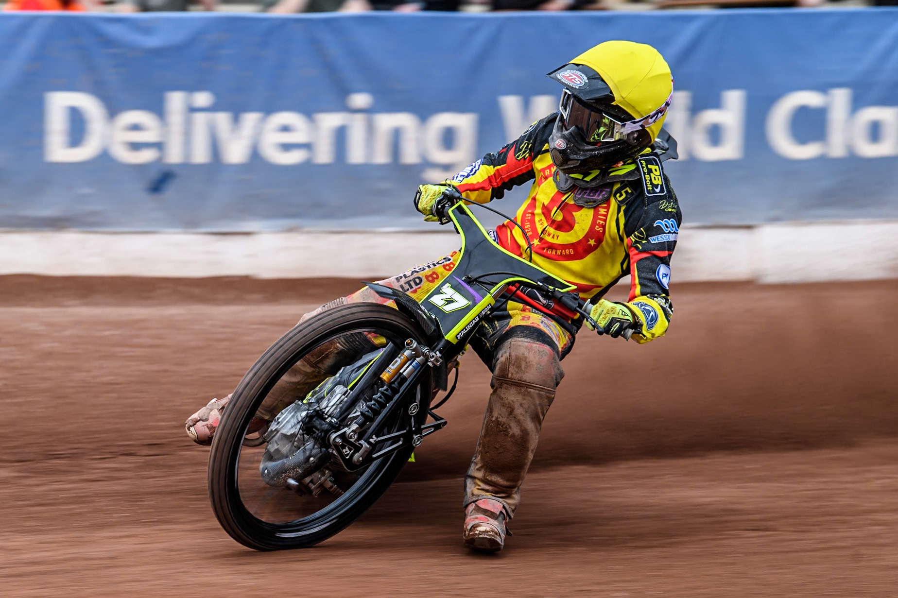 Birmingham Brummies' Tom Brennan  in action  during the Rowe Motor Oil Premiership match between Belle Vue Aces and Birmingham Brummies at the National Speedway Stadium, Manchester on Monday 6th May 2024. (Photo: Ian Charles | MI News)