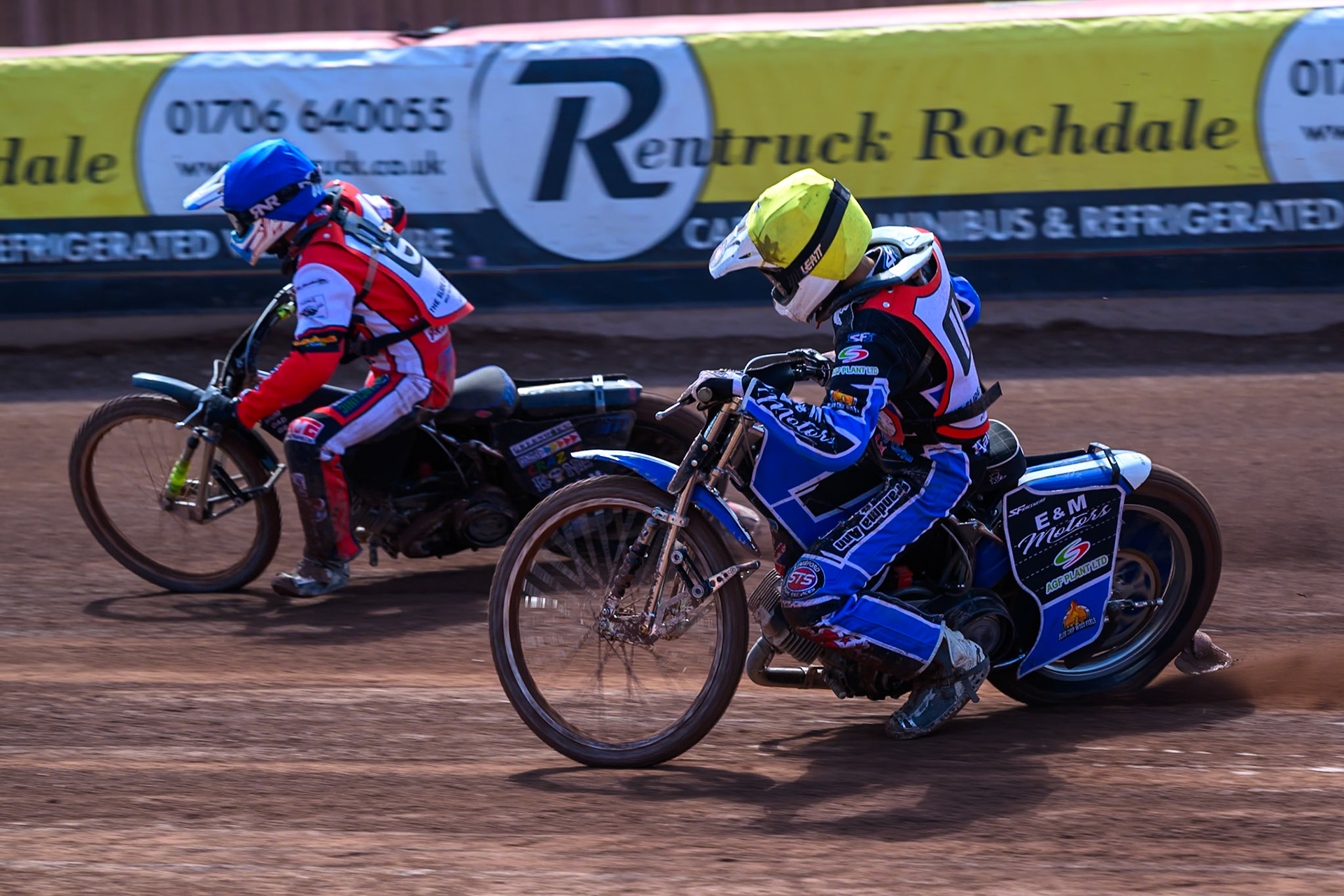 COLTS ACADEMY INDIVIDUAL EVENT Lee Harrison in Yellow rides inside Billy Budd in Blue during the JR Ashworth &amp; Sons Colts Academy Event at the National Speedway Stadium, Manchester on Sunday 19th July 2026. (Photo: Ian Charles | MI News)