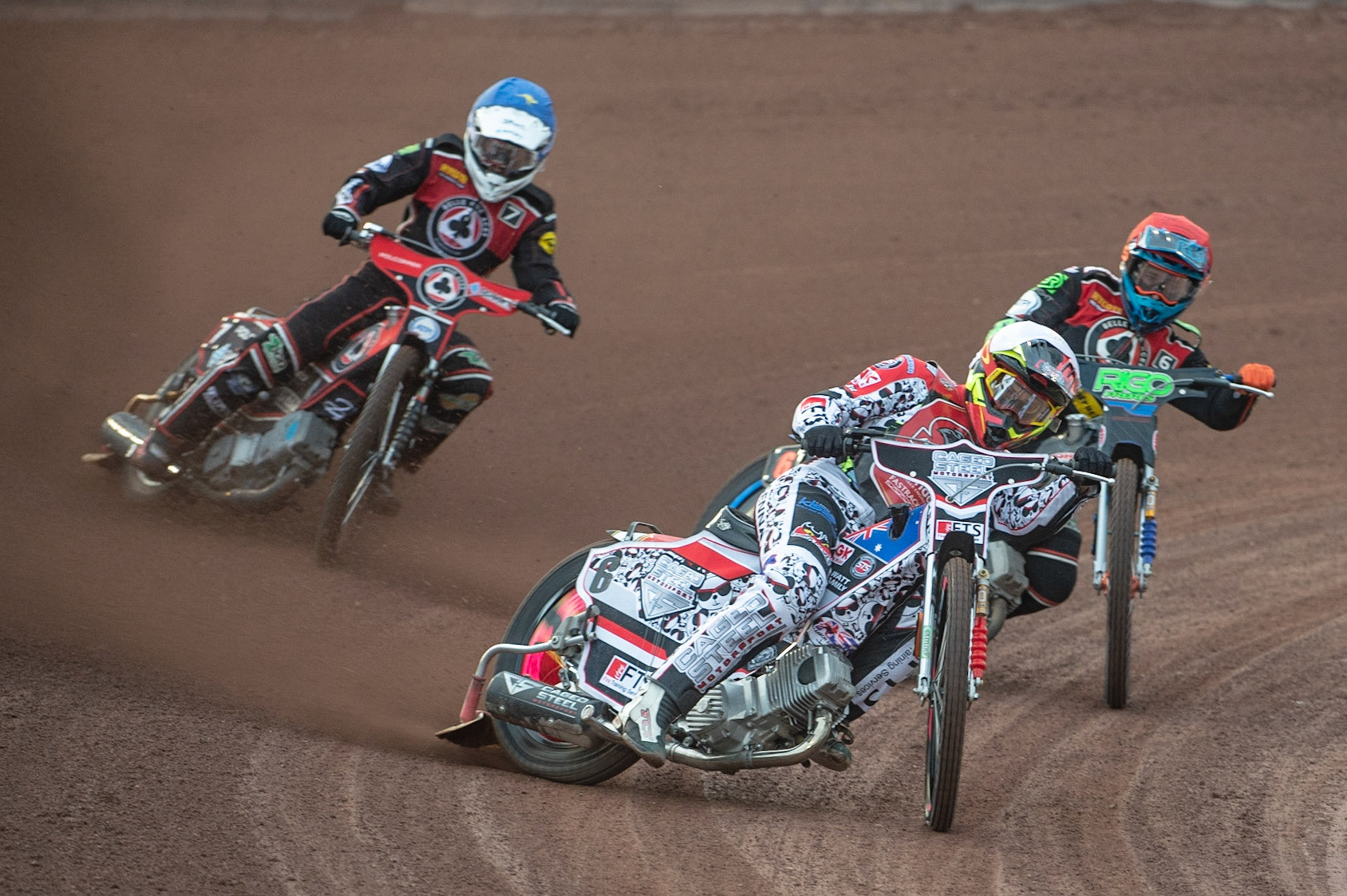 Photo by Ian Charles:

Aaron Summers  (White) leads Dimitri Berge  (Red) and Jaimon Lidsey  (Blue)

Belle Vue Aces v Peterborough Panthers, British Speedway Premiership, National Speedway Stadium, Manchester, Monday, 29, April, 2019