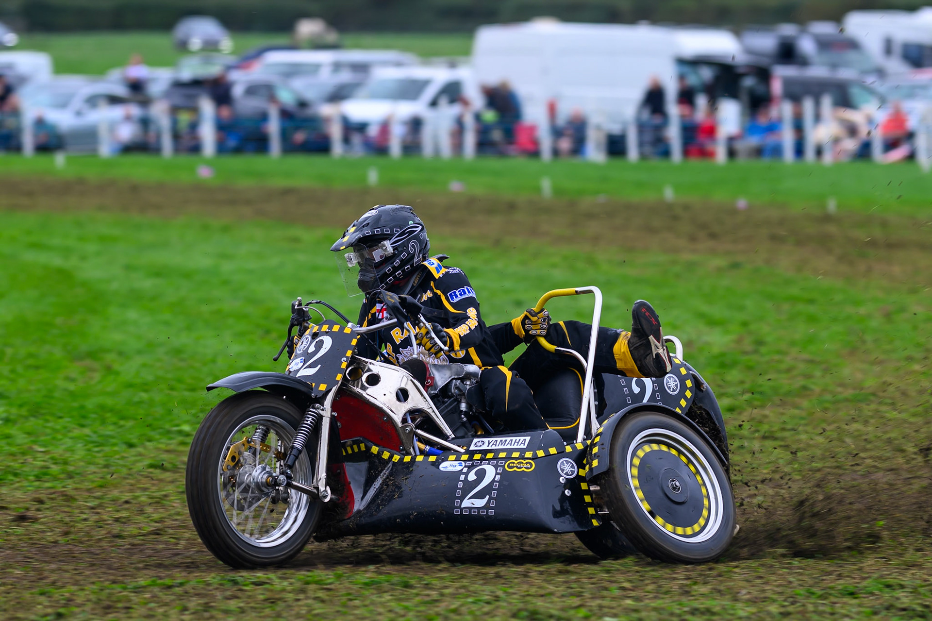Steve Smith/Gareth Little (2) during practice for  the British Masters Grasstrack Championship at Lower Marsh Farm, Much Hoole, Preston in Lancashire, England on Sunday 13th September 2026. (Photo: Ian Charles | MI News)