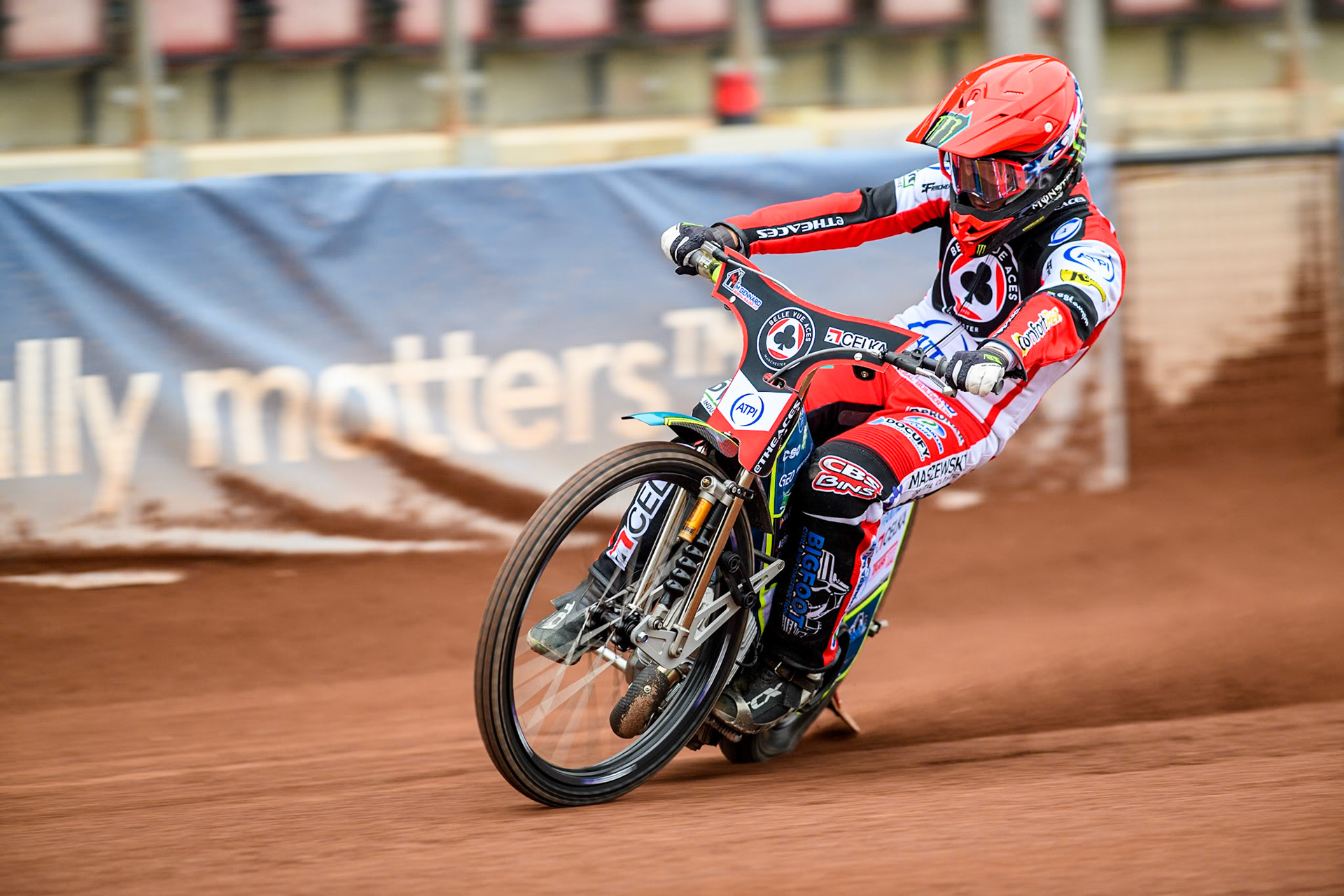 Belle Vue Aces' rider Jaimon Lidsey in action during the Belle Vue Aces Media Day at the National Speedway Stadium, Manchester on Monday 11th March 2024. (Photo: Ian Charles | MI News)