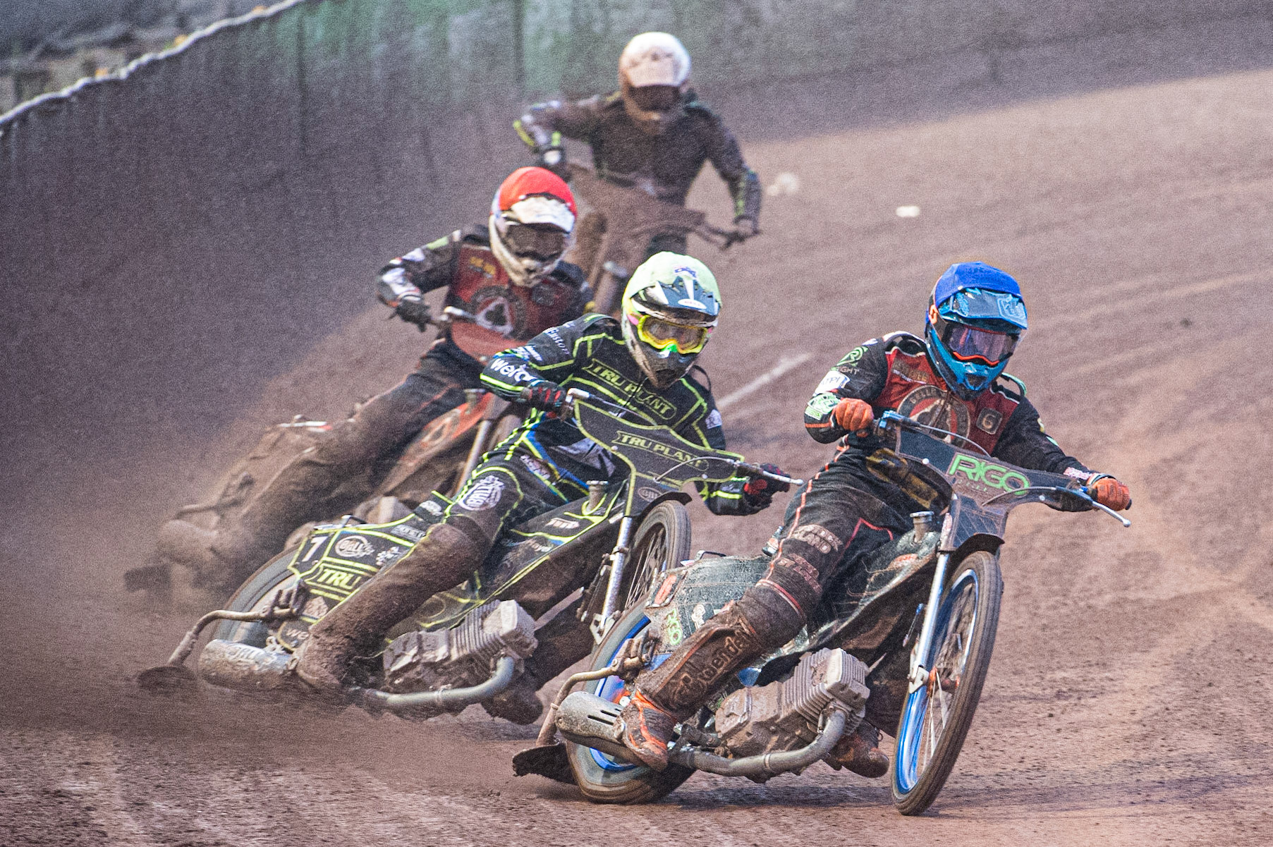 Photo by Ian Charles

Dimitri Bergé  (Blue) leads Jake Allen  (Yellow), Jaimon Lidsey  (Red) and Richard Lawson  (White)


Belle Vue Aces v Ipswich Witches, British Speedway Premiership, Belle Vue National Speedway Stadium, Manchester, Monday 8  July  2019