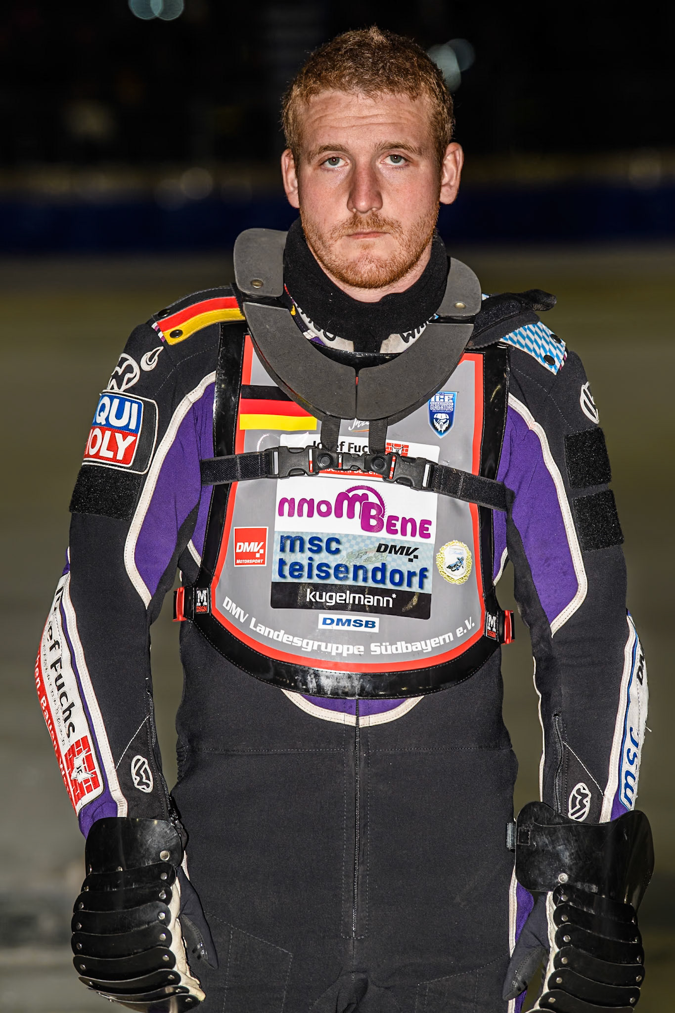 Germany's Benedikt Monn (99) during the FIM Ice Speedway Gladiators World Championship Final 3 at Ice Rink Thialf, Heerenveen on Saturday 6th April 2024. (Photo: Ian Charles | MI News)