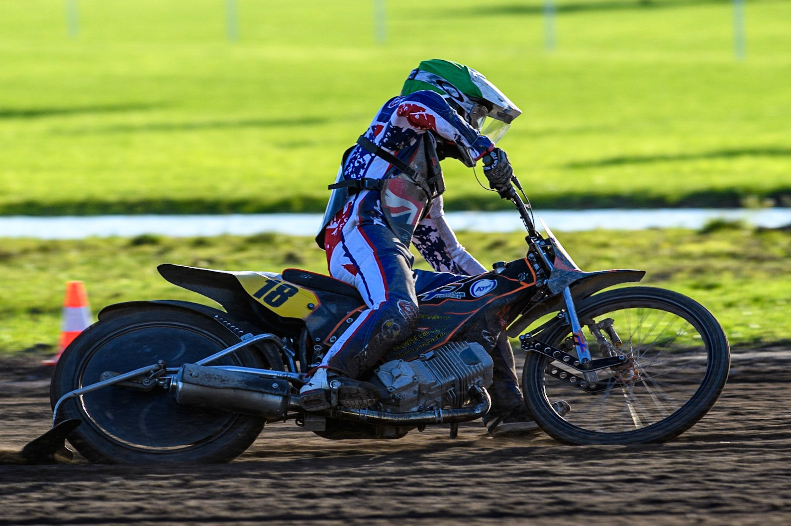 Zach Wajtknecht in action for Great Britain during the FIM Long Track Of Nations event at the Speed Centre Roden on Sunday 24th September 2023. (Photo: Ian Charles | MI News)