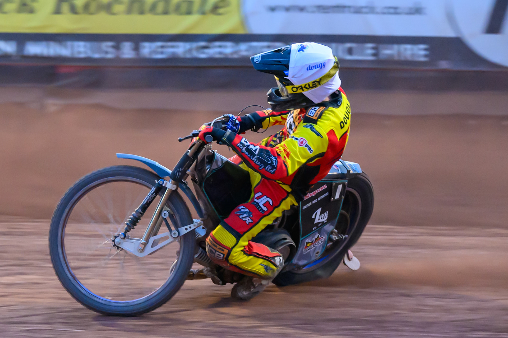 Ryan Douglas of Leicester Lions in action during the Rowe Motor Oil Premiership match between Belle Vue Aces and Leicester Lions at the National Speedway Stadium, Manchester on Monday 3rd August 2026. (Photo: Ian Charles | MI News)