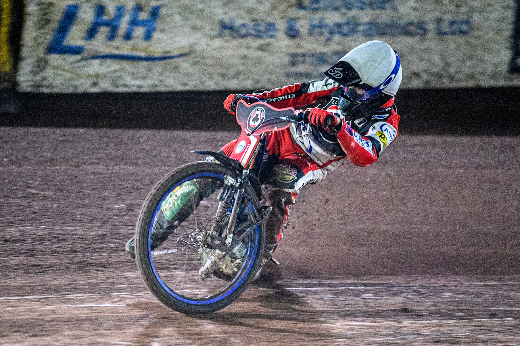 Belle Vue Aces' Brady Kurtz in action during the Rowe Motor Oil Premiership Grand Final 2nd Leg between Leicester Lions and Belle Vue Aces at the Pidcock Motorcycles Arena, Leicester on Thursday 26th September 2024. (Photo: Ian Charles | MI News)