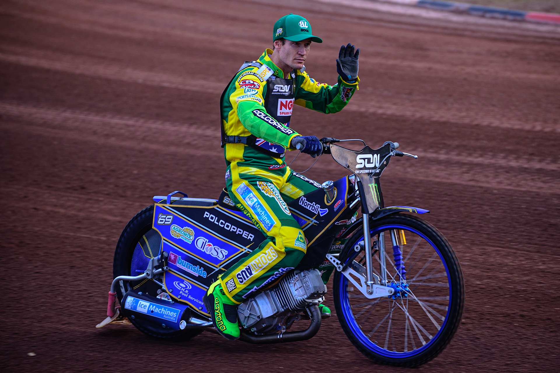 MANCHESTER, UK. OCT 16TH Jason Doyle of Australia on the parade during the Monster Energy FIM Speedway of Nations at the National Speedway Stadium, Manchester on Saturday  16th October 2021. (Credit: Ian Charles | MI News)