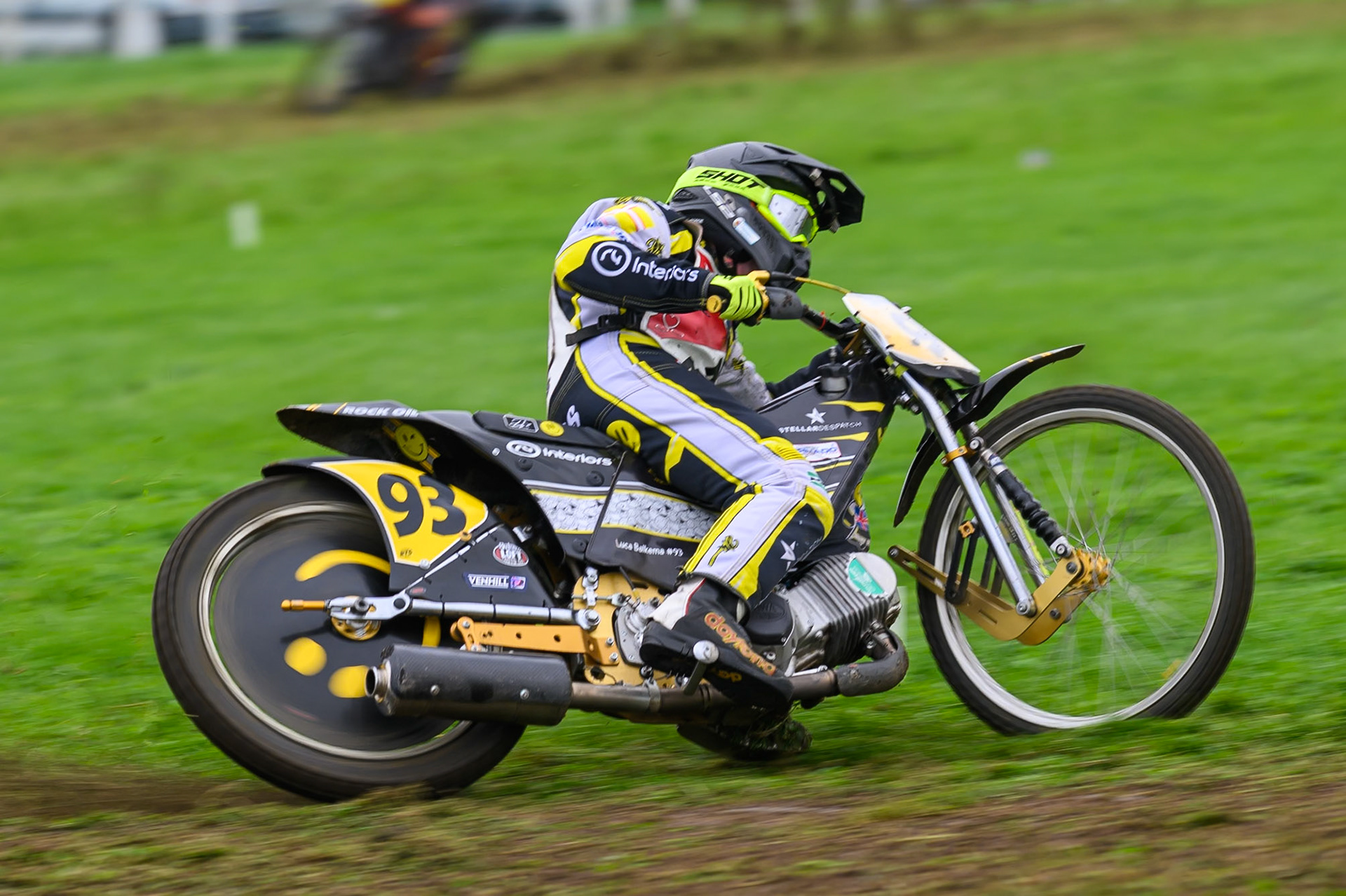 James Shanes (93) during practice for   the British Masters Grasstrack Championship at Lower Marsh Farm, Much Hoole, Preston in Lancashire, England on Sunday 13th September 2026. (Photo: Ian Charles | MI News)