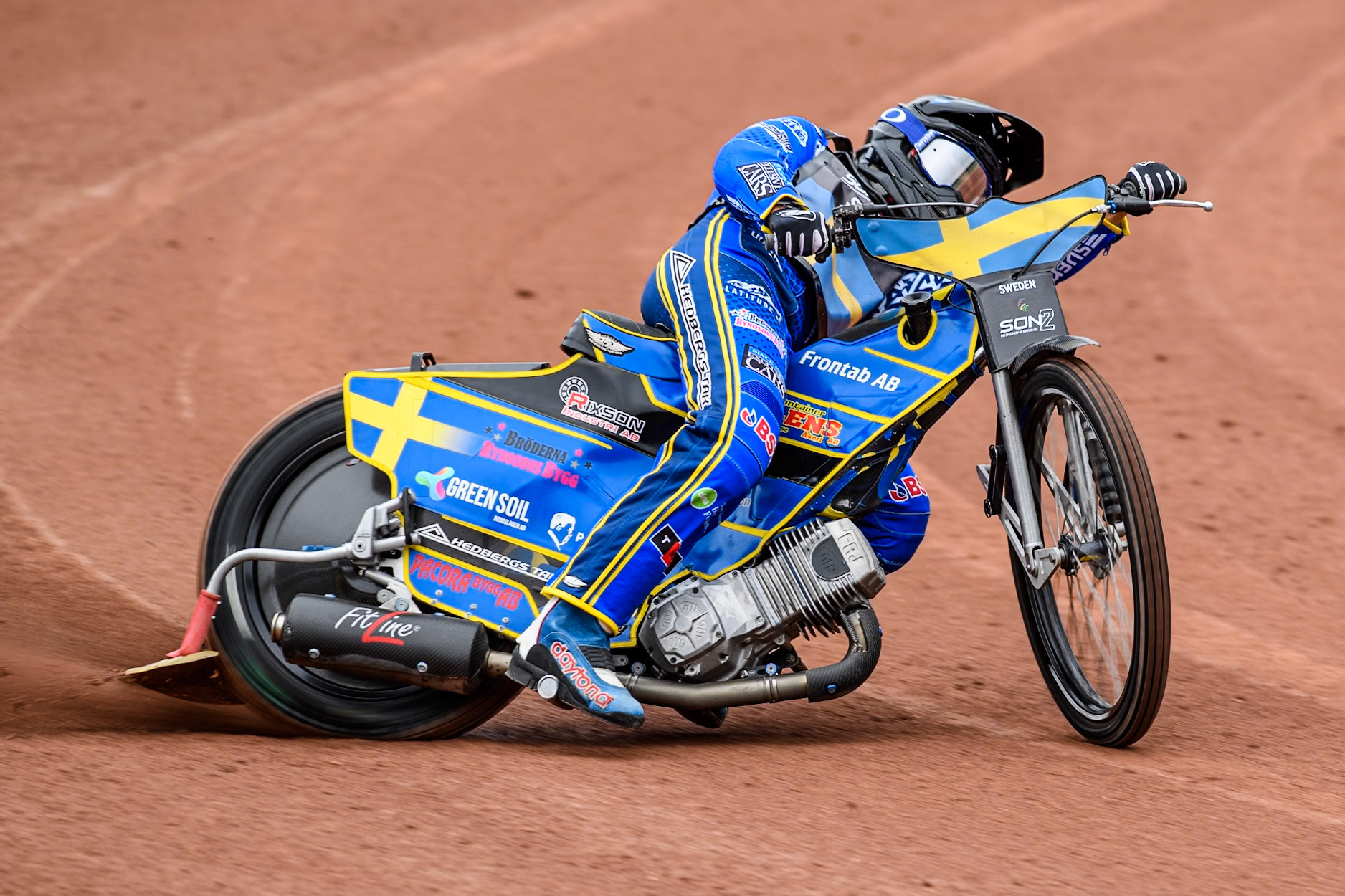 Philip Hellström-Bängs of Sweden practices during the Monster Energy FIM Speedway of Nations 2 (Under 21) Final at the National Speedway Stadium, Manchester on Friday 12th July 2024. (Photo: Ian Charles | MI News)
