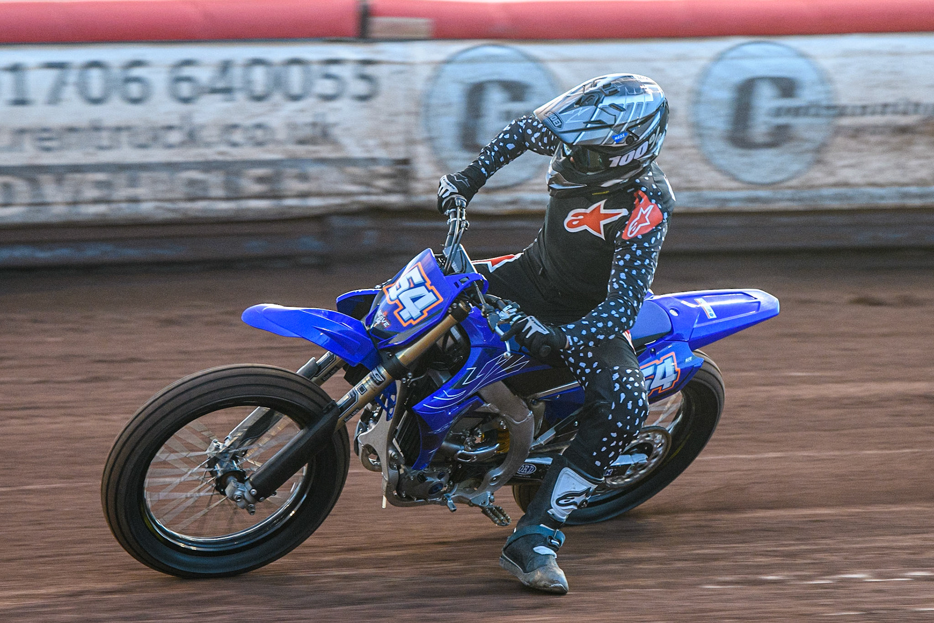 Tim Neave (54) in action  during the Flat Track Demonstration Races during the Sports Insure Premiership match between Belle Vue Aces and Wolverhampton Wolves at the National Speedway Stadium, Manchester on Monday 3rd July 2023. (Photo: Ian Charles | MI News)
