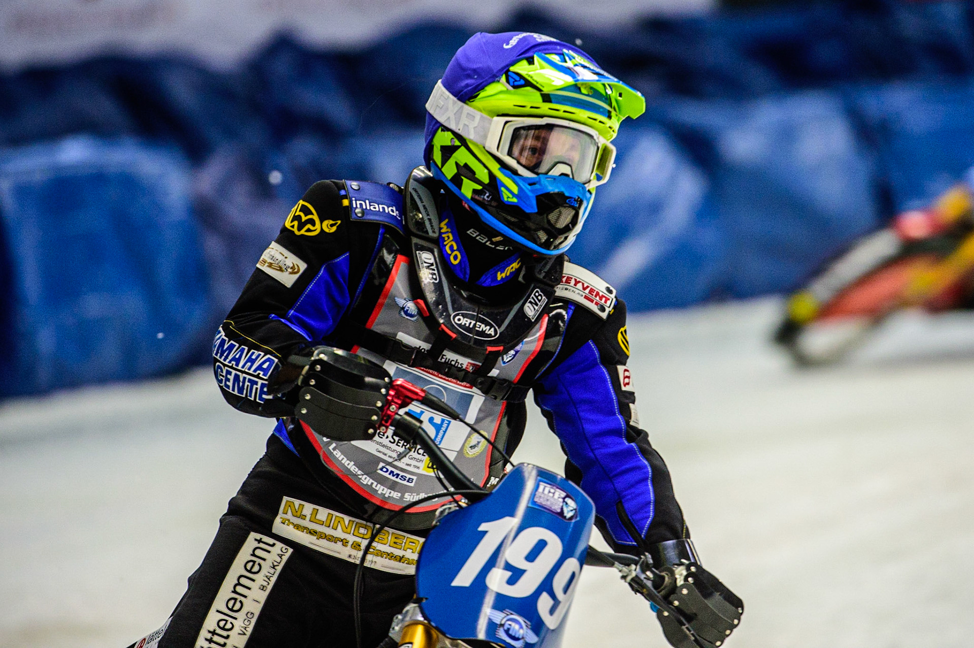 Martin Haarahiltunen (199) during the Ice Speedway Gladiators World Championship Final 2 at Max-Aicher-Arena, Inzell, Germany on Sunday 19th March 2023. (Photo: Ian Charles | MI News)