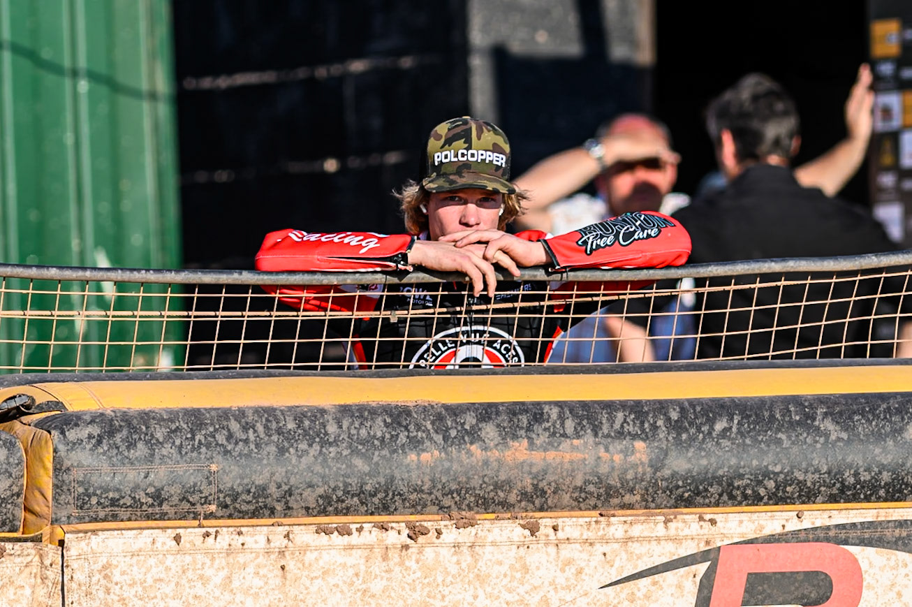 Belle Vue Aces' Tate Zischke during the Rowe Motor Oil Premiership match between Leicester Lions and Belle Vue Aces at the Hydroscand Arena, Leicester on Thursday 19th June 2025. (Photo: Ian Charles | MI News)