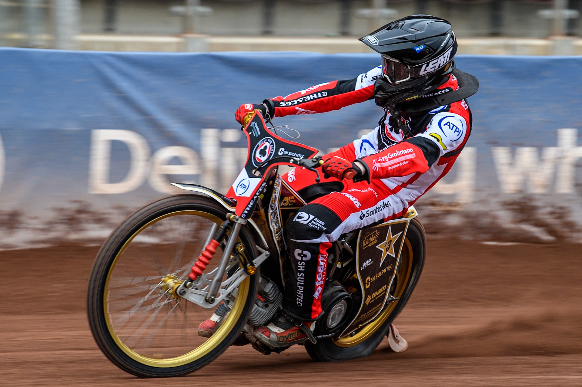 Belle Vue Aces' rider Norick Blödorn in action during the Belle Vue Aces Media Day at the National Speedway Stadium, Manchester on Monday 11th March 2024. (Photo: Ian Charles | MI News)