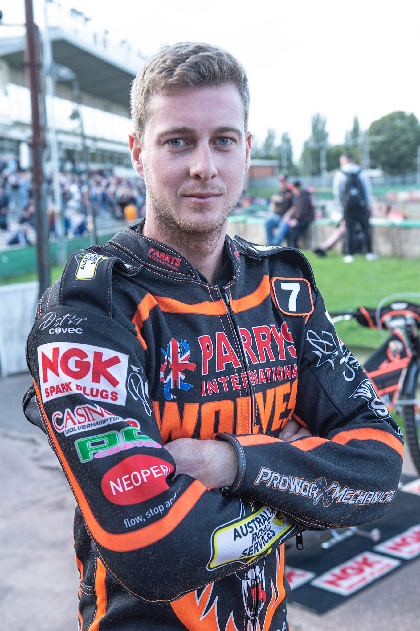Photo by Ian Charles:

Ryan Douglas  - Wolverhampton Wolves 

Wolverhampton Wolves v Belle Vue Aces, British Speedway Premiership 5 August 2019