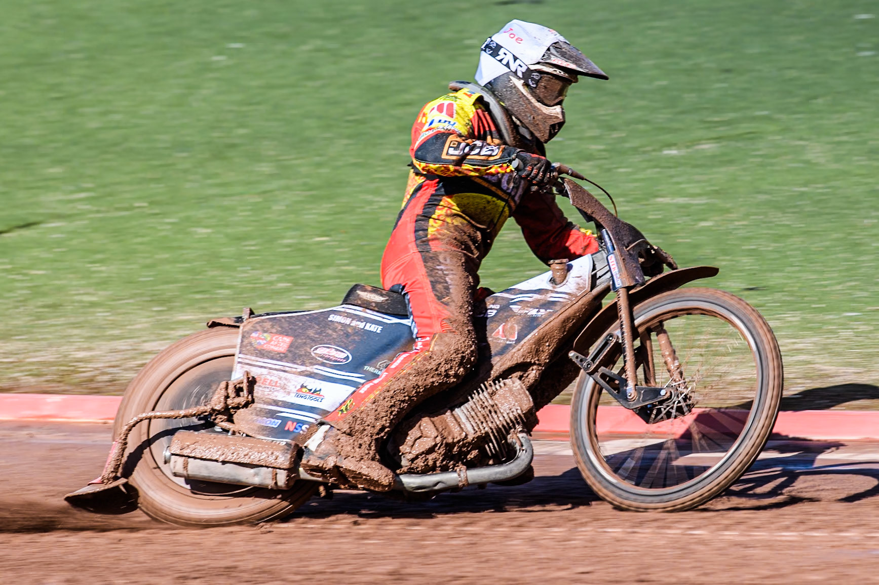 Leicester Lion Cubs' Joe Thompson in action for Leicester Lion Cubs  during the WSRA National Development League match between Belle Vue Colts and Leicester Lion Cubs at the National Speedway Stadium, Manchester on Friday 29th March 2024. (Photo: Ian Charles | MI News)