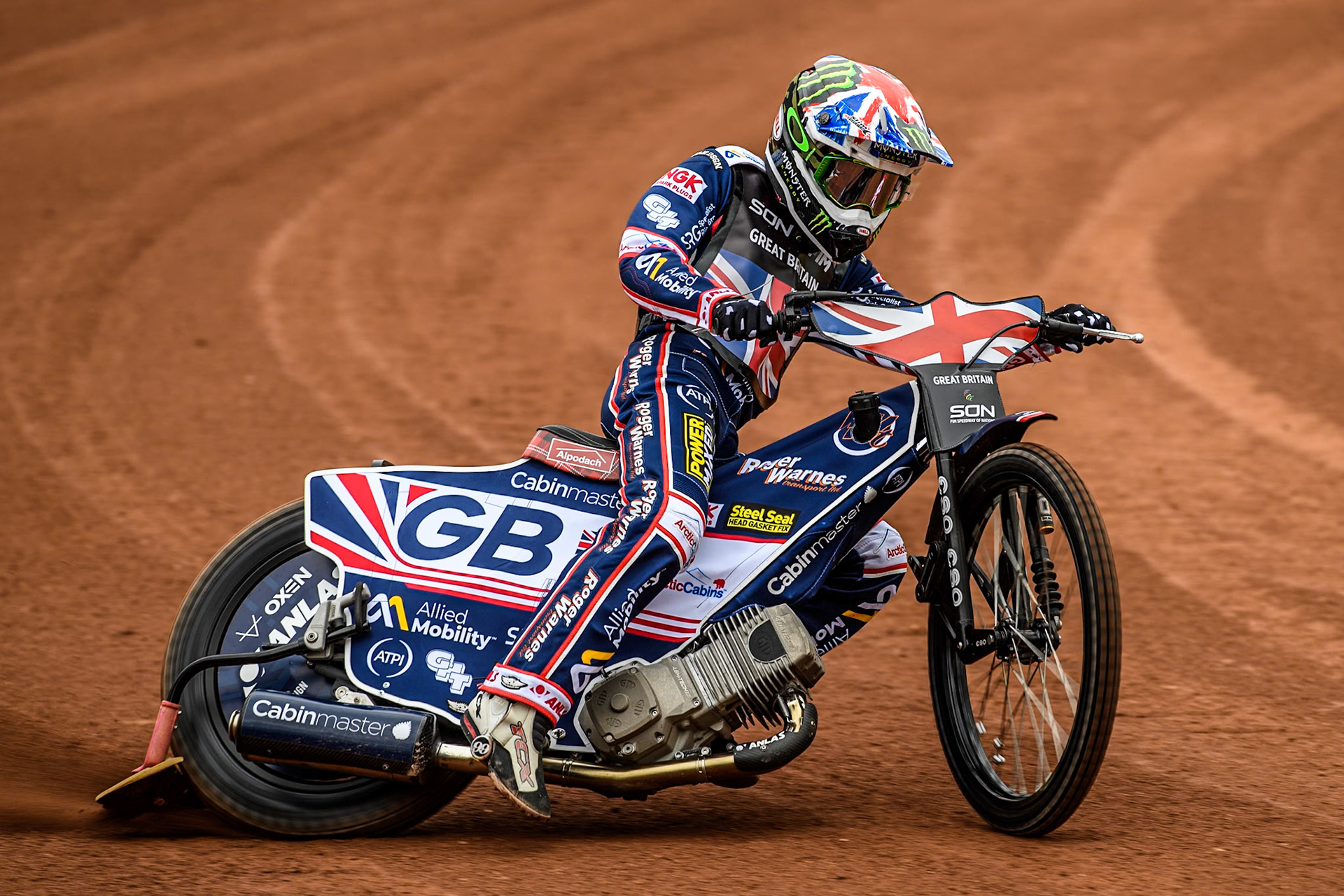 Dan Bewley of Great Britain practices during the Monster Energy FIM Speedway of Nation Semi Final 2 at the National Speedway Stadium, Manchester on Wednesday 10th July 2024. (Photo: Ian Charles | MI News)