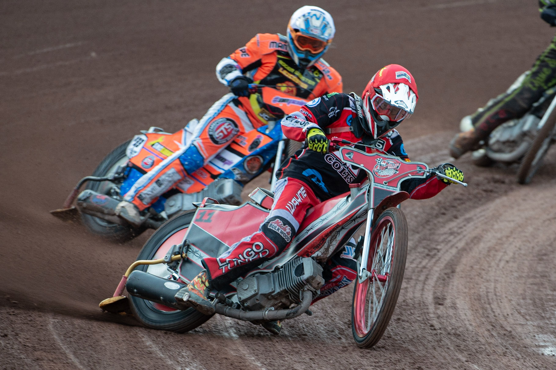 Photo: Ian Charles

Belle Vue Colts  Connor Bailey  (Red) leads Josh Embleton  (White)

Belle Vue Colts v Leicester Cubs, SGB National League, Belle Vue National Speedway Stadium, Manchester, Thursday 8  August  2019