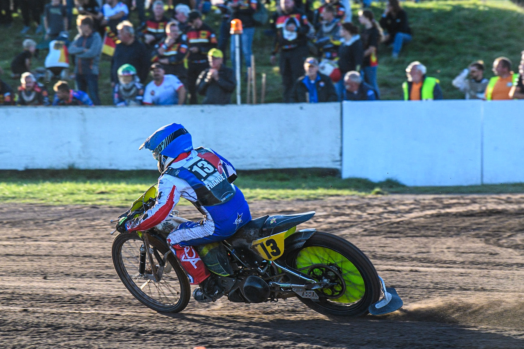 Gaétan Stella in action for France during the FIM Long Track Of Nations event at the Speed Centre Roden on Sunday 24th September 2023. (Photo: Ian Charles | MI News)