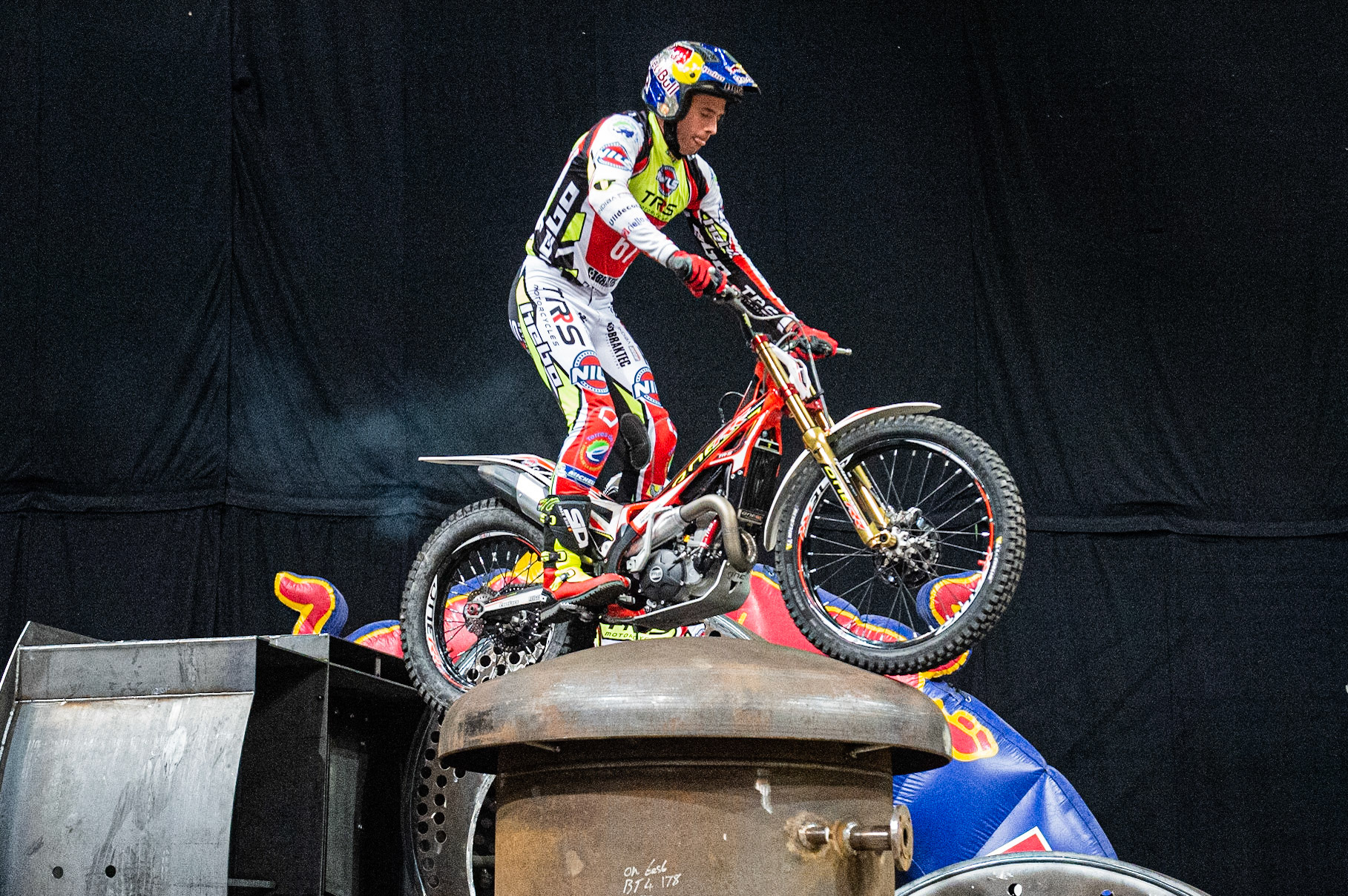 SHEFFIELD, ENGLAND  - DECEMBER 28TH  Adam Raga, Spain (TRRS) rides section 1  during the 25th Anniversary Sheffield Indoor Trial at the FlyDSA Arena, Sheffield on Saturday 28th December 2019. (Credit: Ian Charles | MI News)