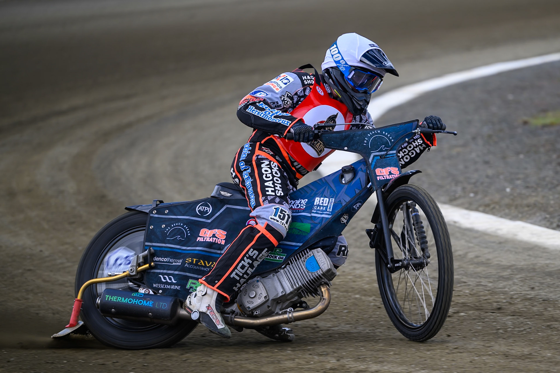 Jack Kingston of NDL Nomads    in action during the  Challenge match between Buxton Bulls and NDL Nomads at Hi-Edge Speedway, Buxton on Sunday 19th April 2026. (Photo: Ian Charles | MI News)