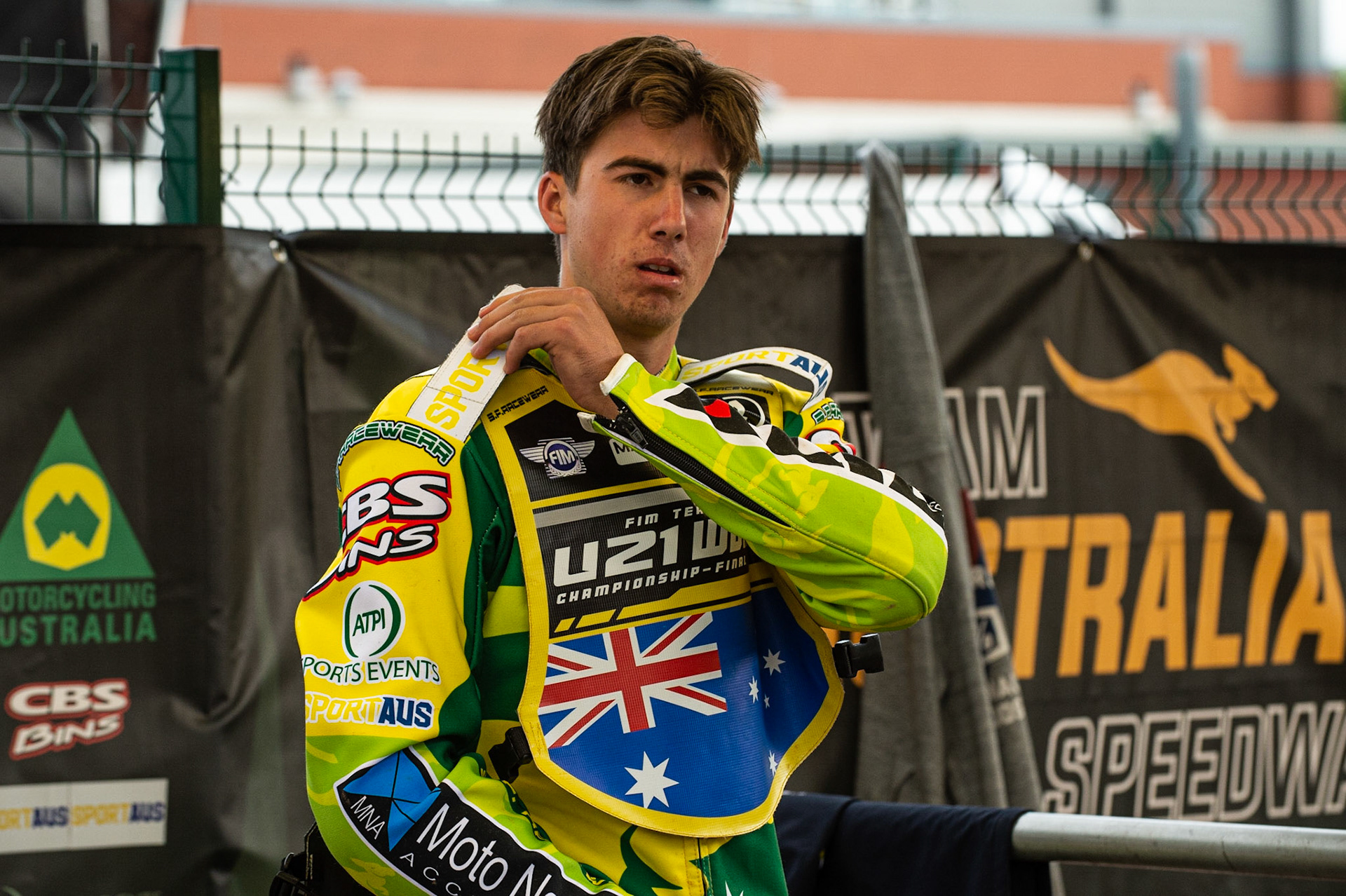 Photo: Ian Charles

Kye Thomson prepares for the meeting

FIM Team Speedway U-21 World Championship, National Speedway Stadium, Manchester Friday 12 July  2019
