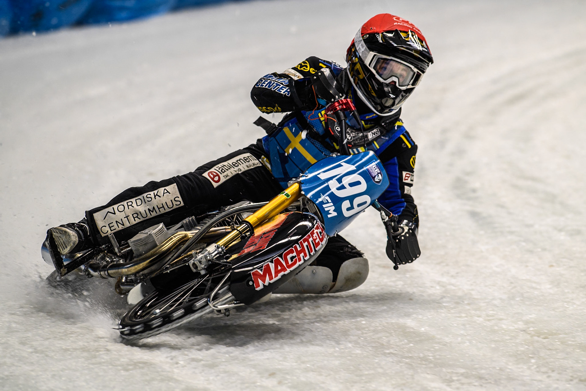 Martin Haarahiltunen (199) of Sweden in action during the Ice Speedway Gladiators World Championship Final 2 at Max-Aicher-Arena, Inzell on Sunday 16th March 2025. (Photo: Ian Charles | MI News)
