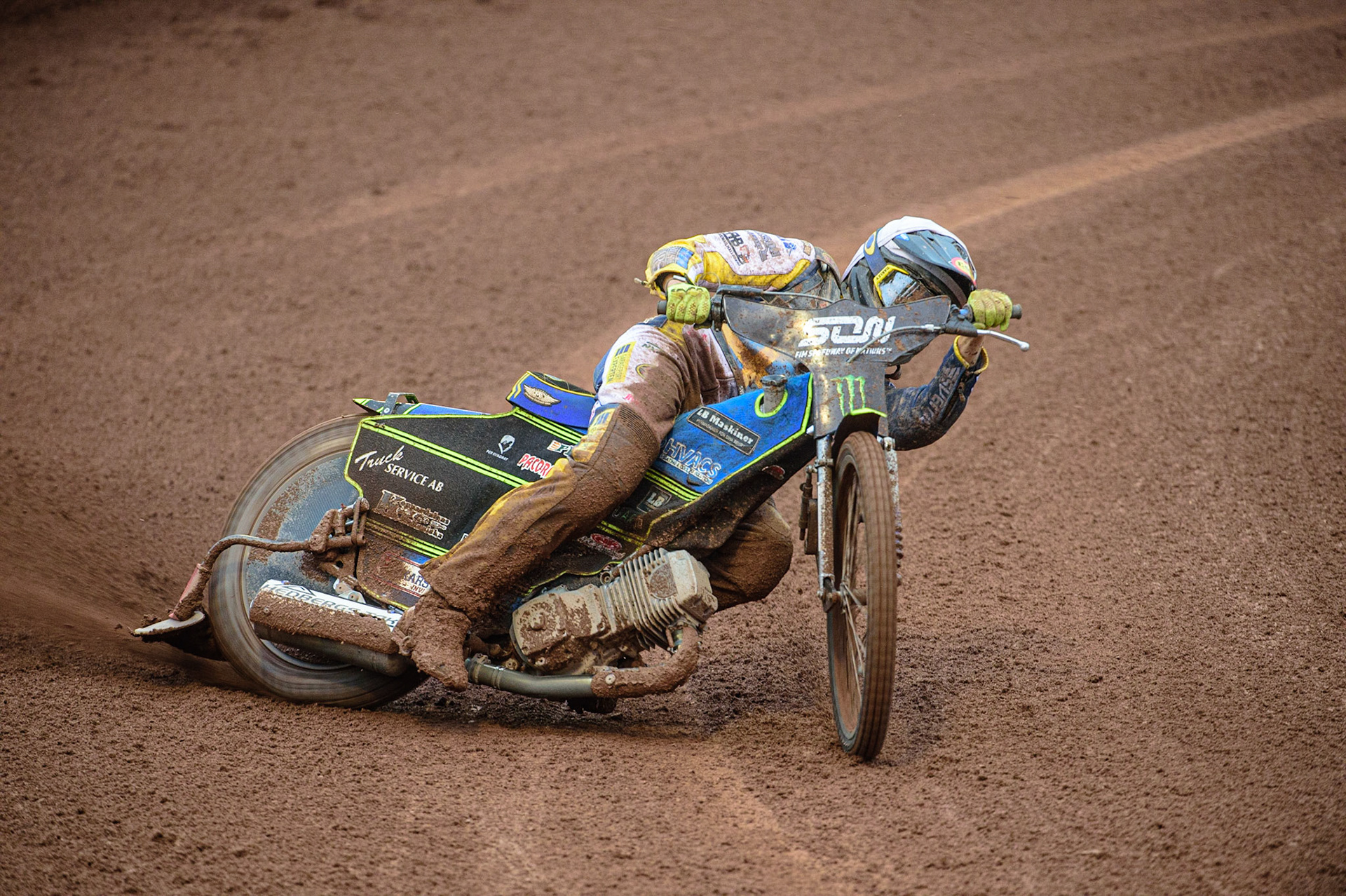MANCHESTER, UK. OCT 17TH Philip Hellström-Bangs of Sweden in action  during the Monster Energy FIM Speedway of Nations at the National Speedway Stadium, Manchester on Sunday  17th October 2021. (Credit: Ian Charles | MI News)