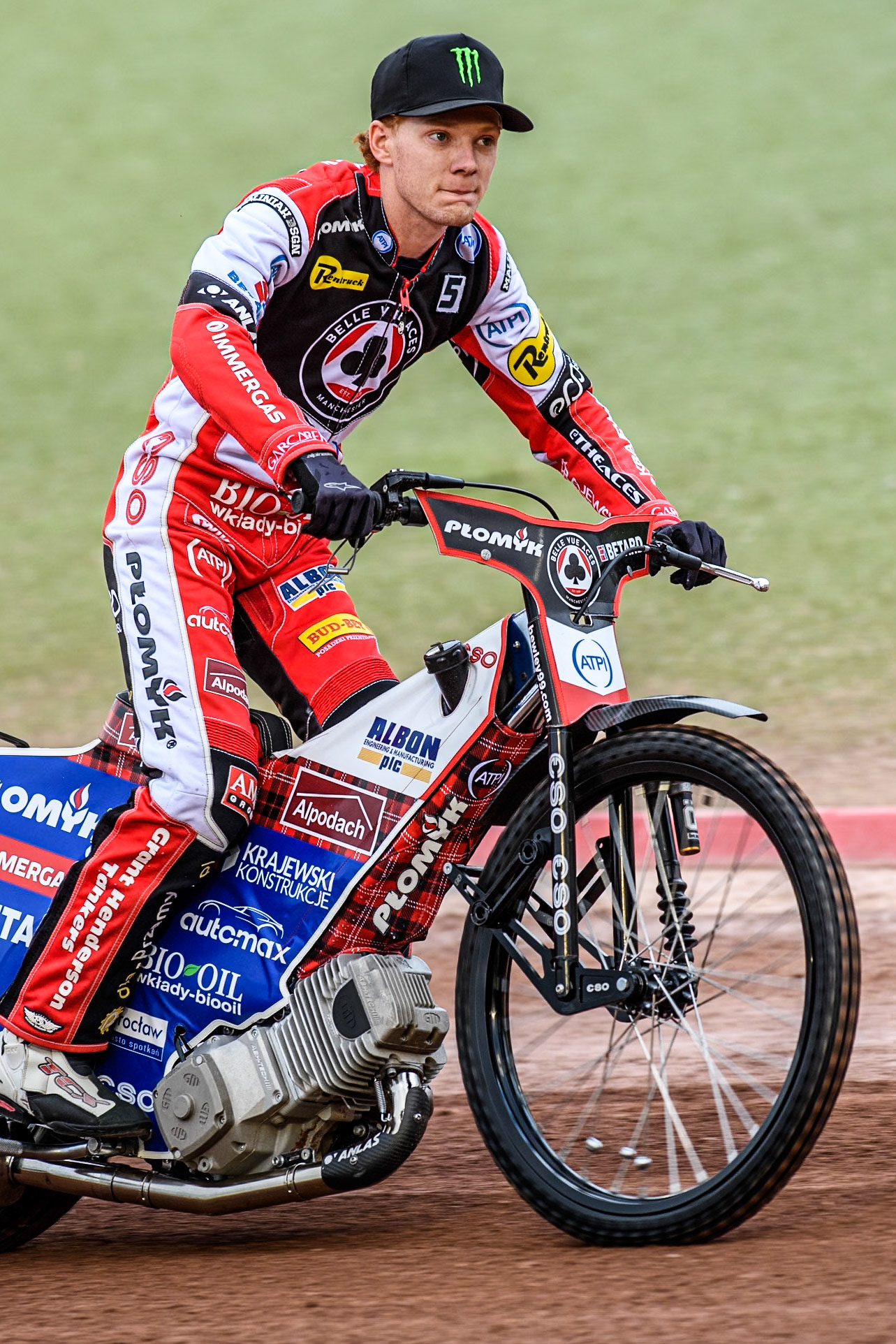 Belle Vue Aces' Dan Bewley on the parade during the Rowe Motor Oil Premiership match between Belle Vue Aces and Leicester Lions at the National Speedway Stadium, Manchester on Monday 24th June 2024. (Photo: Ian Charles | MI News)