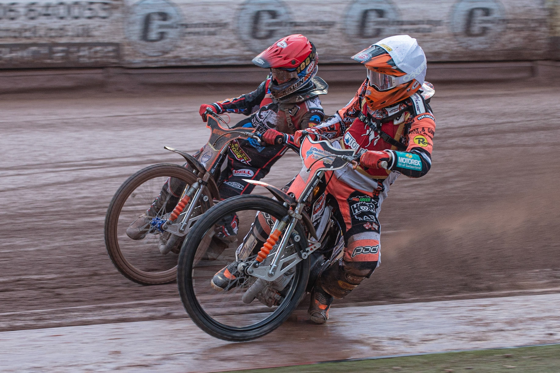 Photo: Ian Charles

Jordan Jenkins (White) inside Jordan Palin  (Red)

Belle Vue Colts v Kent Kings, SGB National League, Belle Vue National Speedway Stadium, Manchester, Thursday 1  August  2019