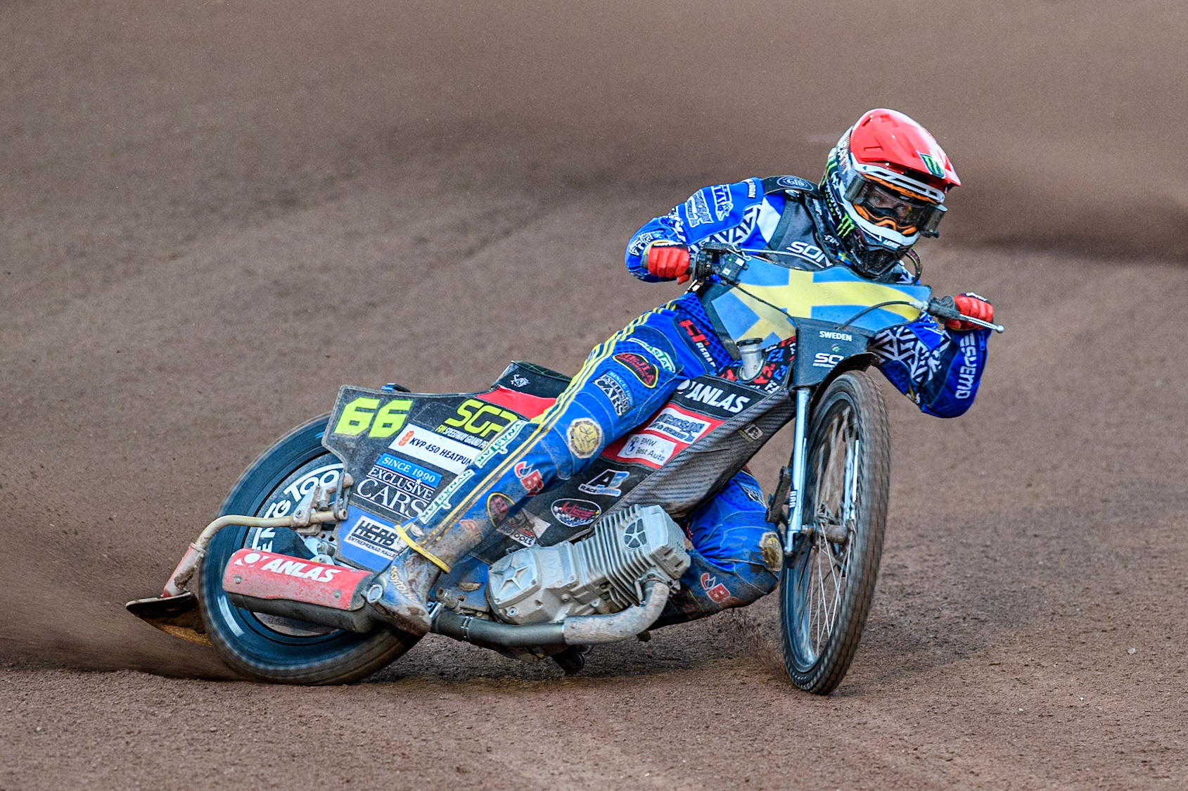 Fredrik Lindgren of Sweden in action during the Monster Energy FIM Speedway of Nations Semi-Final 1 at the National Speedway Stadium, Manchester on Tuesday 9th July 2024. (Photo: Ian Charles | MI News)
