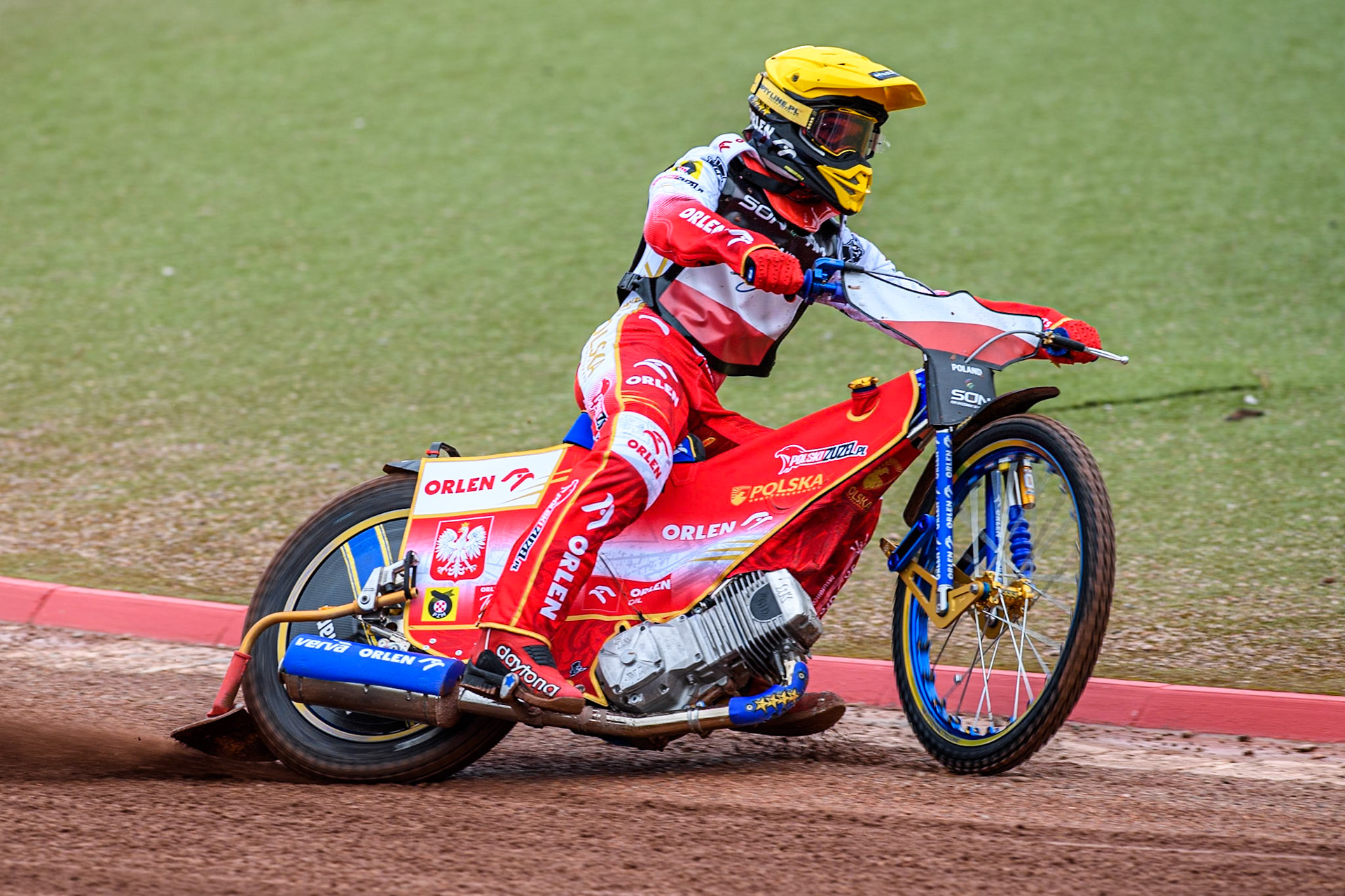Bartosz Zmarzlik of Poland practices during the Monster Energy FIM Speedway of Nations Semi-Final 1 at the National Speedway Stadium, Manchester on Tuesday 9th July 2024. (Photo: Ian Charles | MI News)