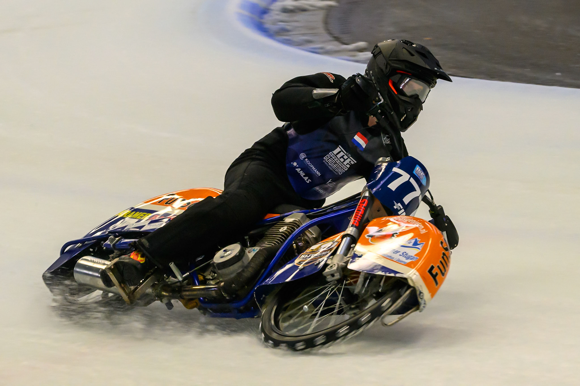 Leon Kramer (777) of The Netherlands during Practice for the Ice Speedway Gladiators World Championship Finals at Max-Aicher-Arena, Inzell on Friday 13th March 2026. (Photo: Ian Charles | MI News)