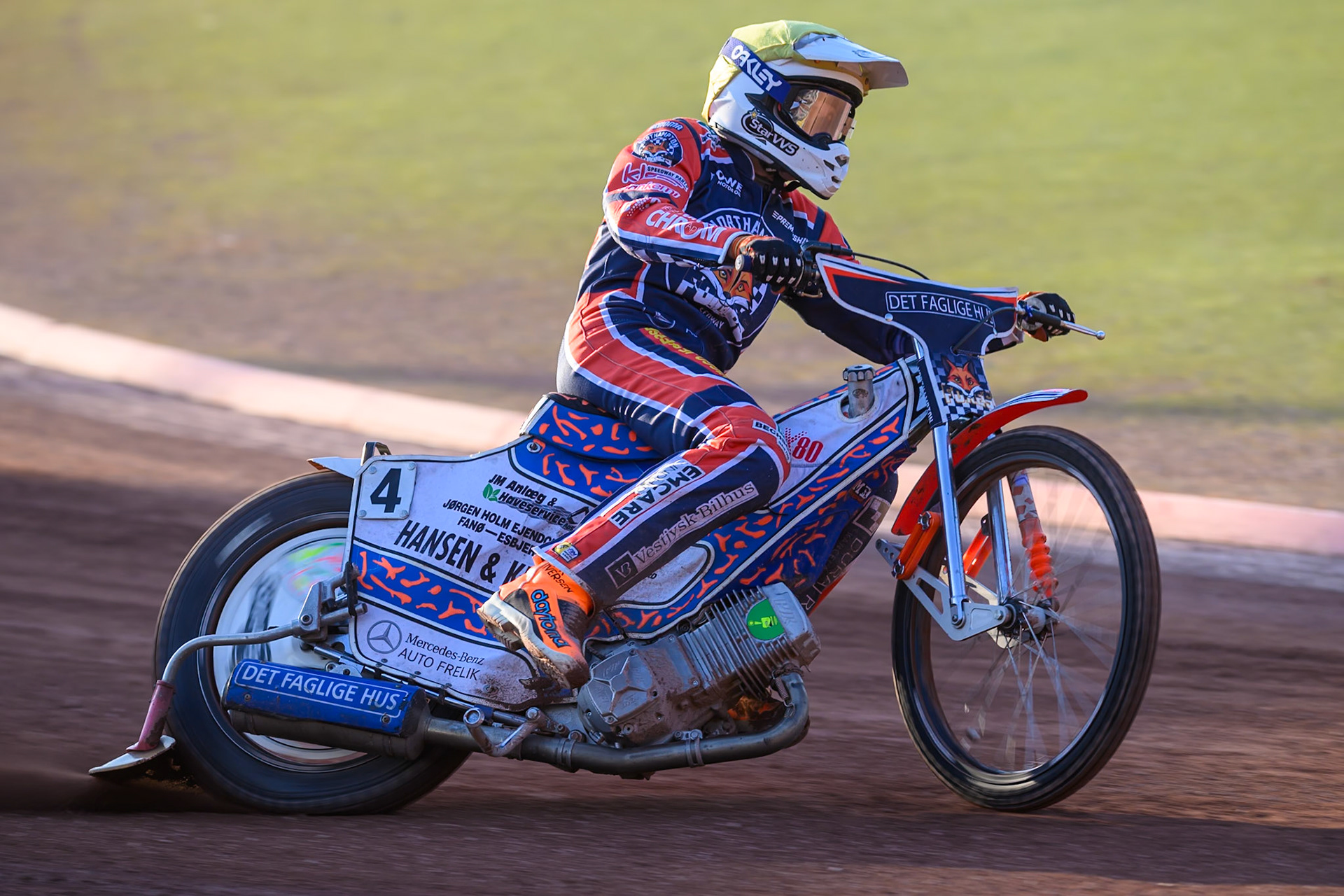 Niels-Kristian Iversen of Northampton Foxes in action during the Rowe Motor Oil Premiership match between Belle Vue Aces and Northampton Foxes at the National Speedway Stadium, Manchester on Monday 13th July 2026. (Photo: Ian Charles | MI News)