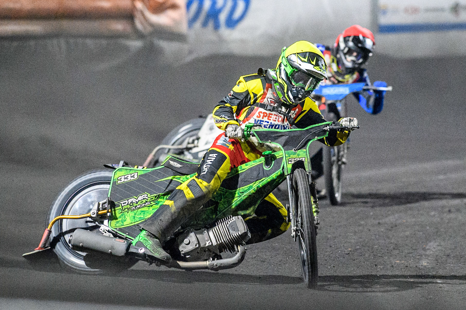 Damirs Filimonov of Latvia in Yellow leading Artjoms Juhno of Latvia in Red during the Golden JOPA Helmet at Sportpark Veenoord, Veenoord, Netherlands on Saturday 21st September 2024. (Photo: Ian Charles | MI News)