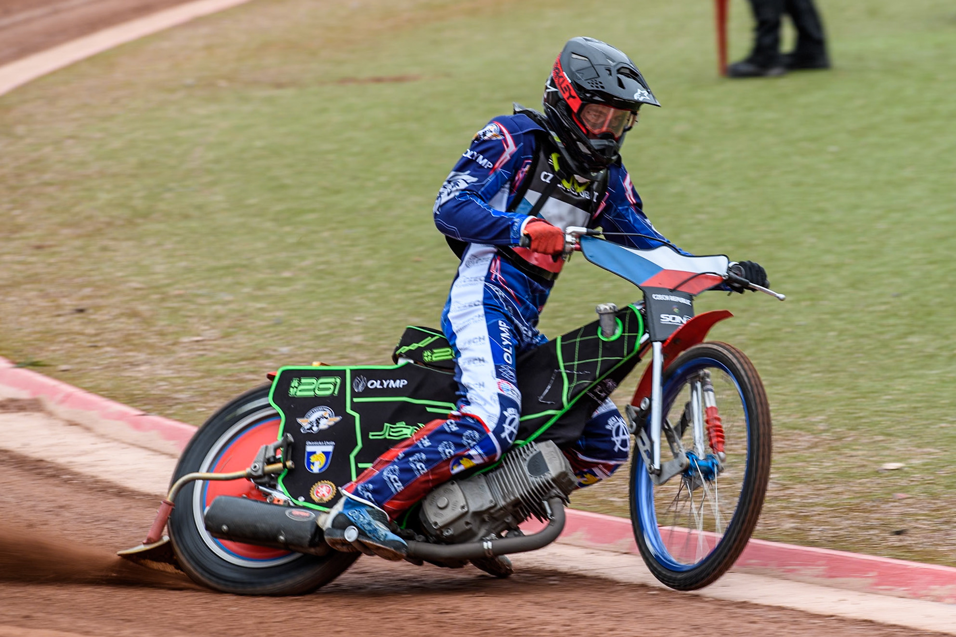Jan Jenicek of Czech Republic practices during the Monster Energy FIM Speedway of Nations 2 (Under 21) Final at the National Speedway Stadium, Manchester on Friday 12th July 2024. (Photo: Ian Charles | MI News)