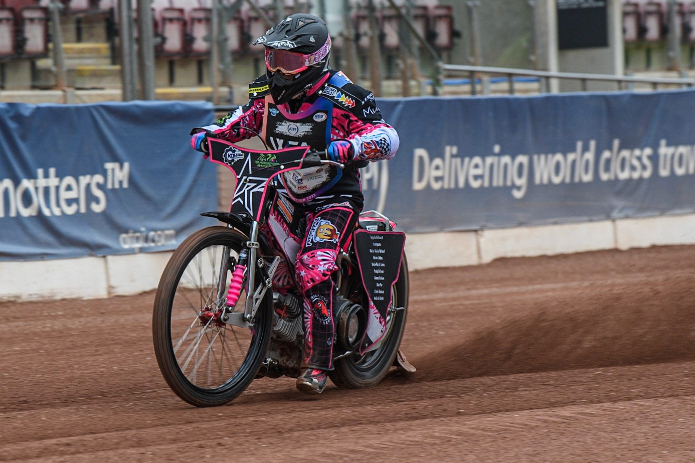 Rachel Hellowell does a practice start during the FIM Women's  Speedway Academy at the National Speedway Stadium, Manchester on Friday 4th August 2023. (Photo: Ian Charles | MI News)