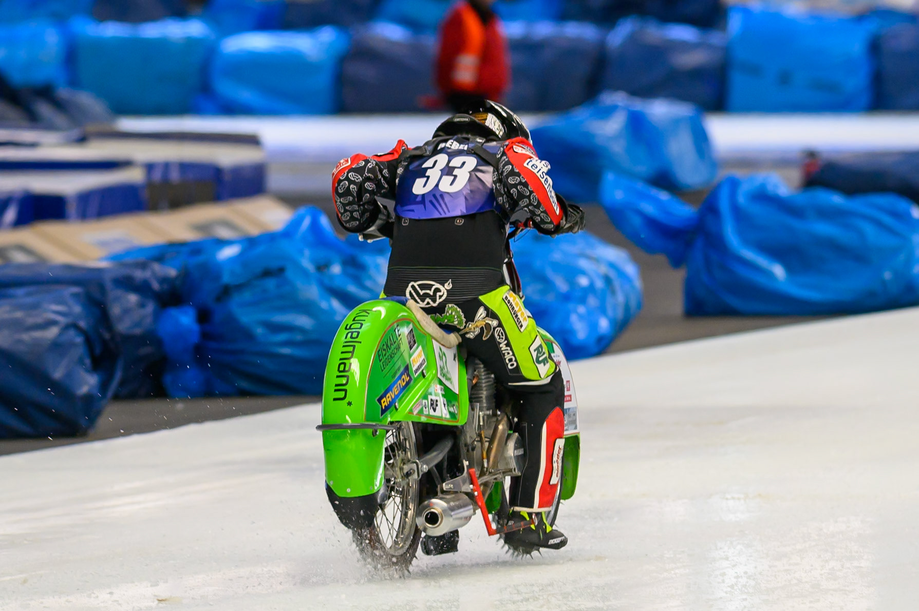 Johann Weber (33) of Germany does a practice start during Practice for the Ice Speedway Gladiators World Championship Finals at Max-Aicher-Arena, Inzell on Friday 13th March 2026. (Photo: Ian Charles | MI News)