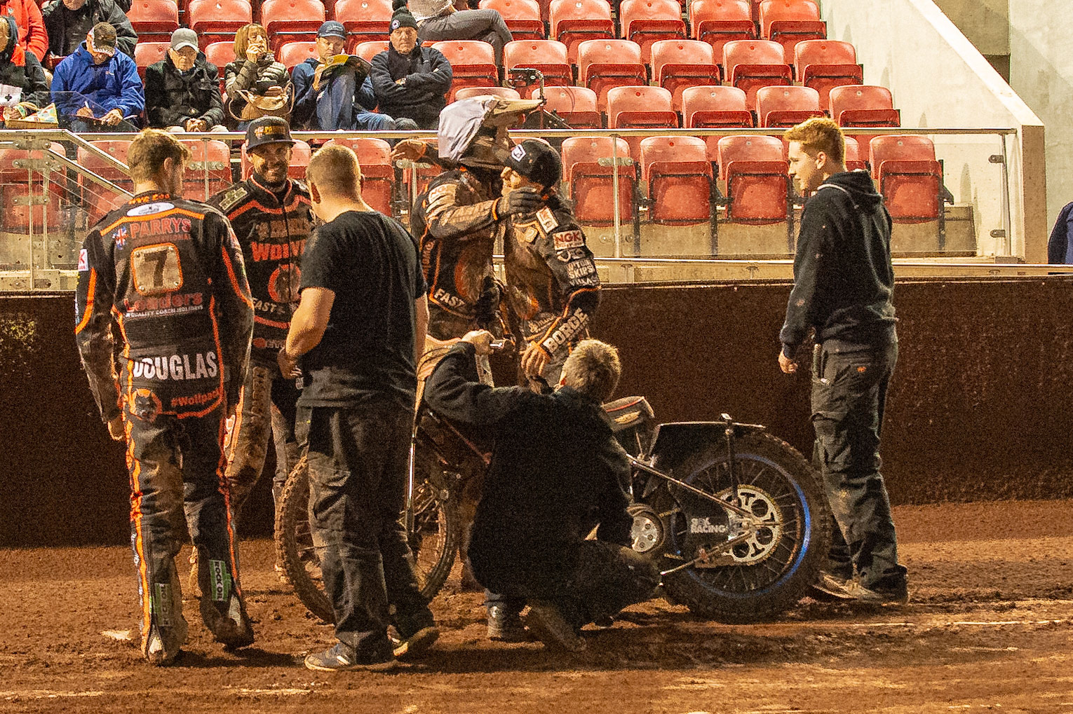 Photo by Ian Charles:

Jacob Thorssell  celebrates the Wolves win with his team mates 

Belle Vue Aces v Wolverhampton Wolves, SGB Premiership, National Speedway Stadium, Manchester, Monday, 19, August, 2019