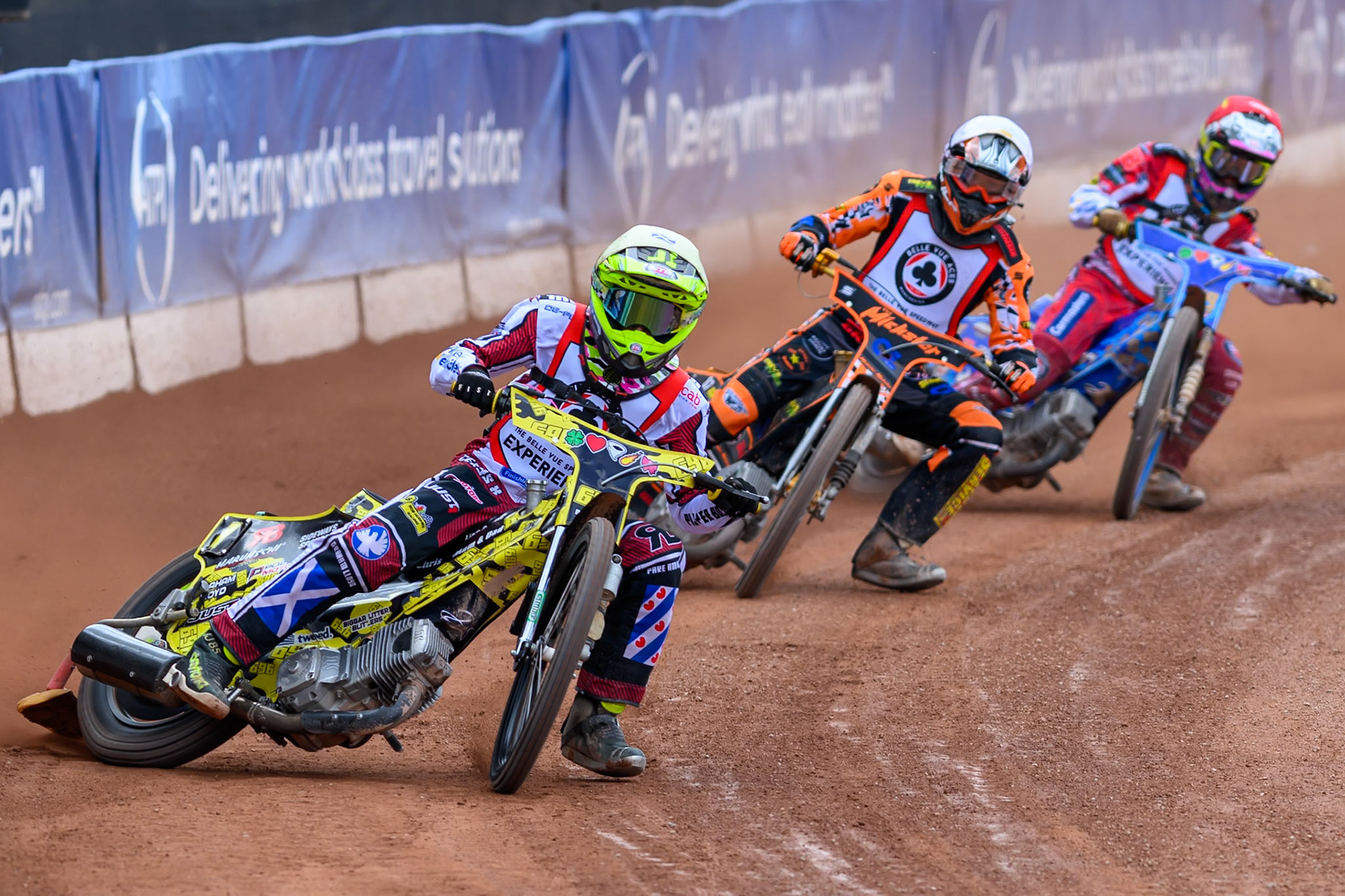 JR ASHWORTH &amp; SONS COLTS ACADEMY INDIVIDUALAce Pijper in Yellow leading Mickie Simpson in White and Stene Pijper in Red during the JR Ashworth &amp; Sons Colts Individual at the National Speedway Stadium, Manchester on Sunday 10th May 2026. (Photo: Ian Charles | MI News)