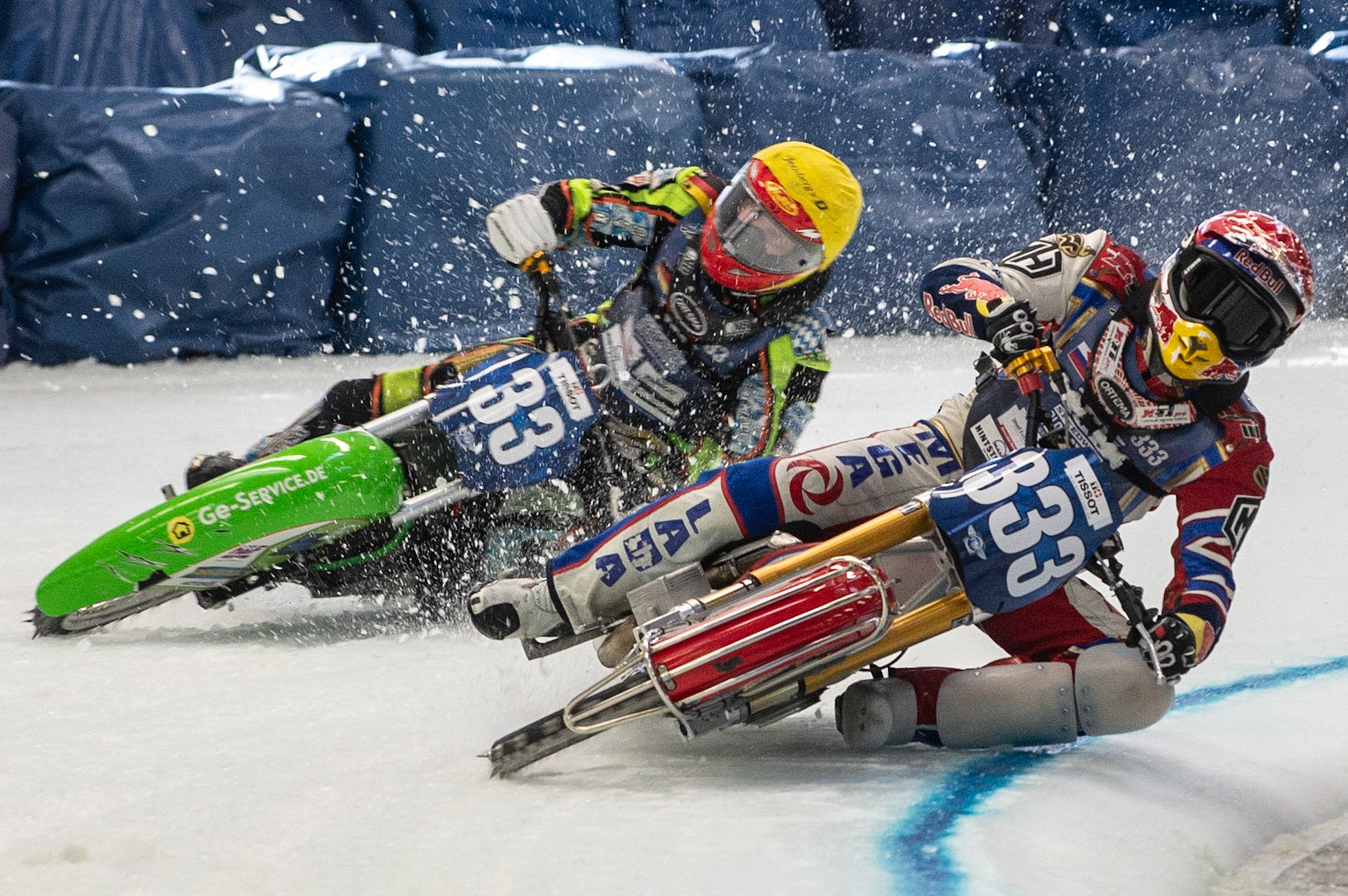Photo: Ian Charles

Danil Ivanov (333) leads Johann Weber (33)

FIM Ice Speedway Gladiators World Championship, Event 4.2, Max-Aicher-Arena, Inzell, Germany, Sunday 17 March 2019